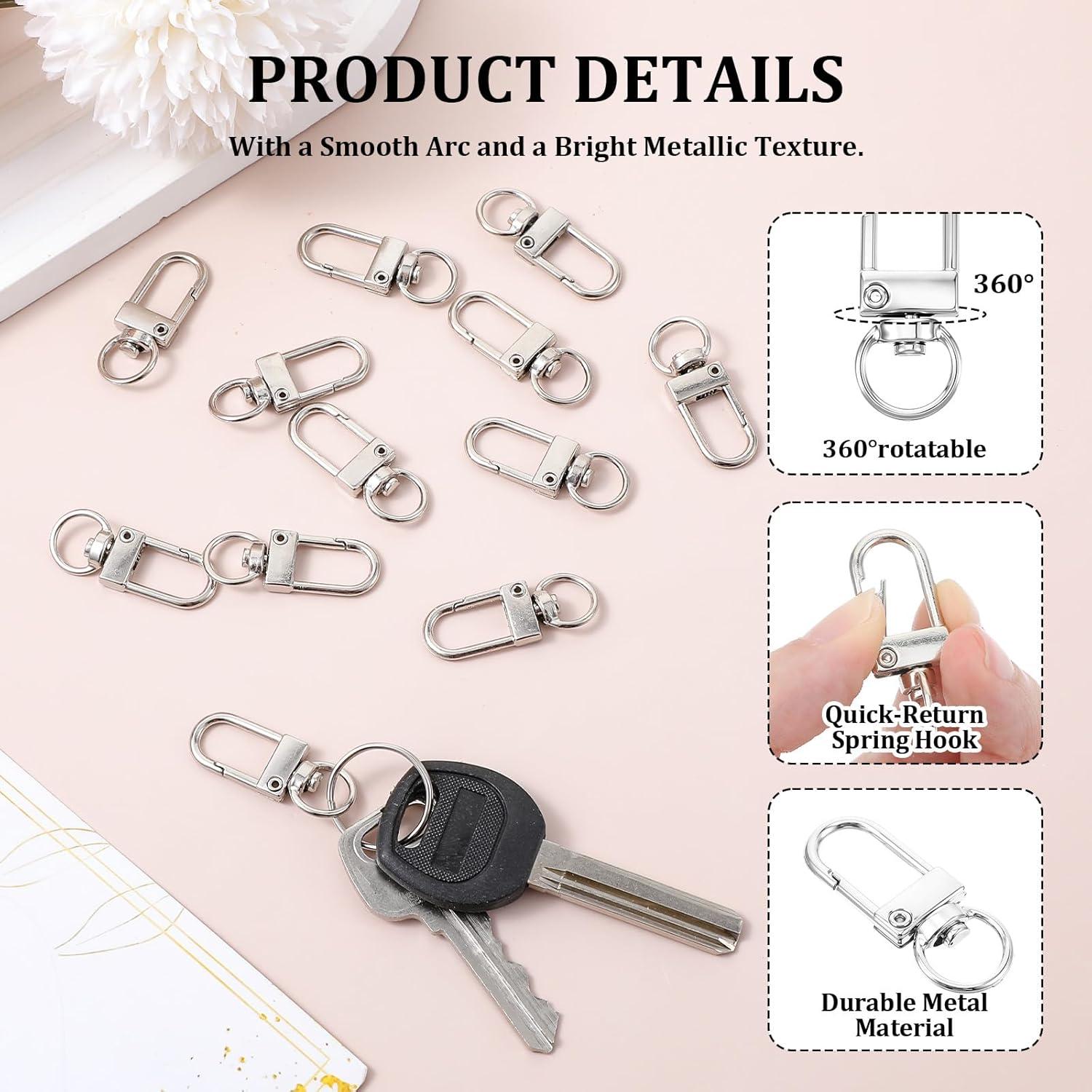 50 Ganchos Giratorios de Garra de Langosta Plata 3.5x1x0.4cm