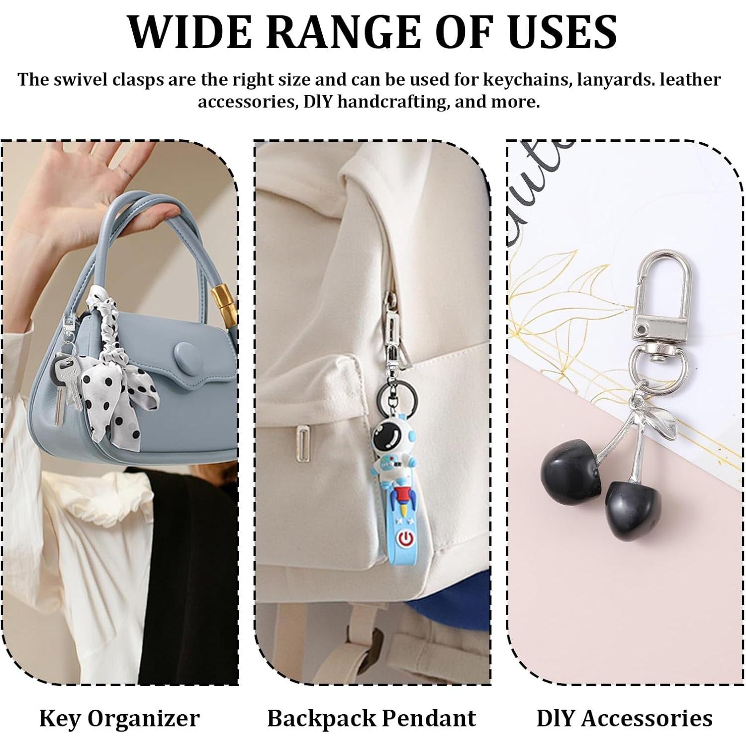 50 Ganchos Giratorios de Garra de Langosta Plata 3.5x1x0.4cm