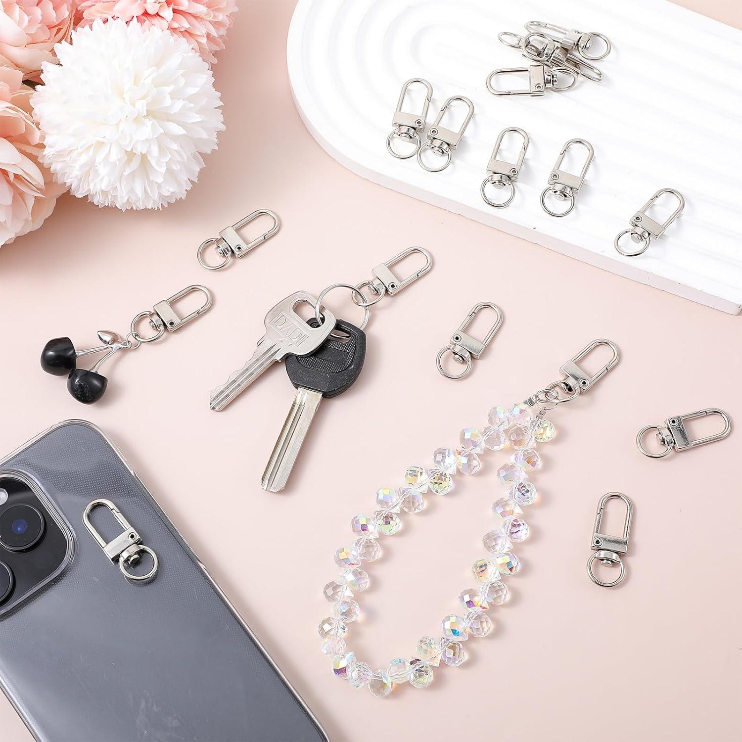 50 Ganchos Giratorios de Garra de Langosta Plata 3.5x1x0.4cm