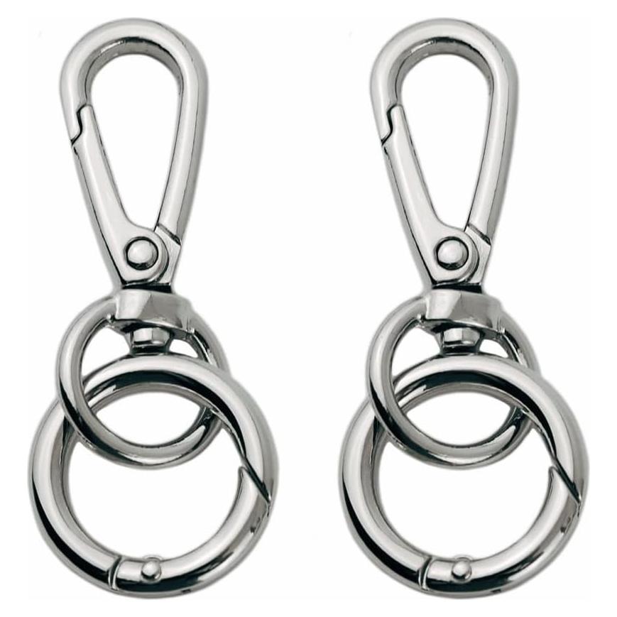 Gancho de Clip de Llave TANJUN Doble Abre Cierra Plata - 2 Piezas