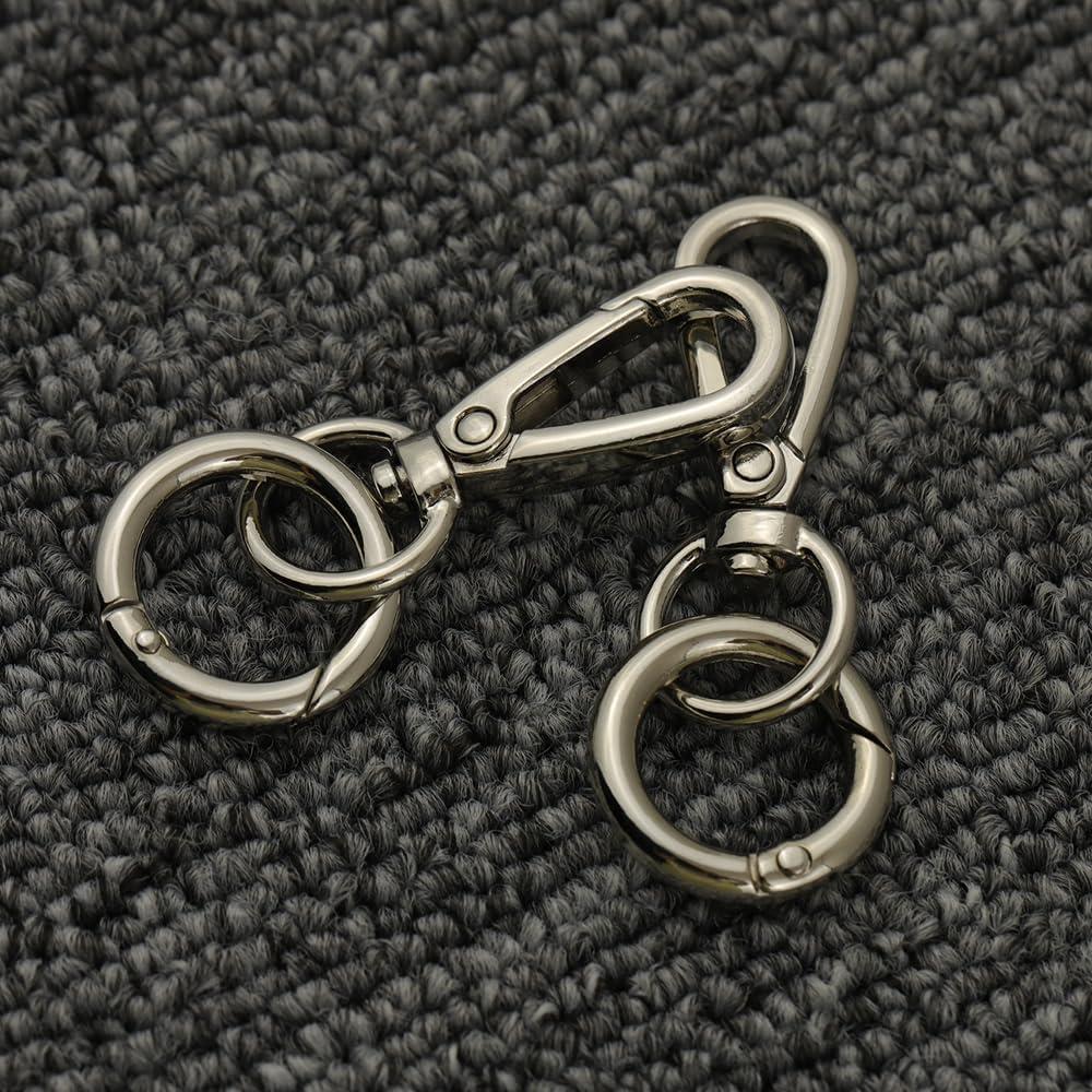 Gancho de Clip de Llave TANJUN Doble Abre Cierra Plata - 2 Piezas