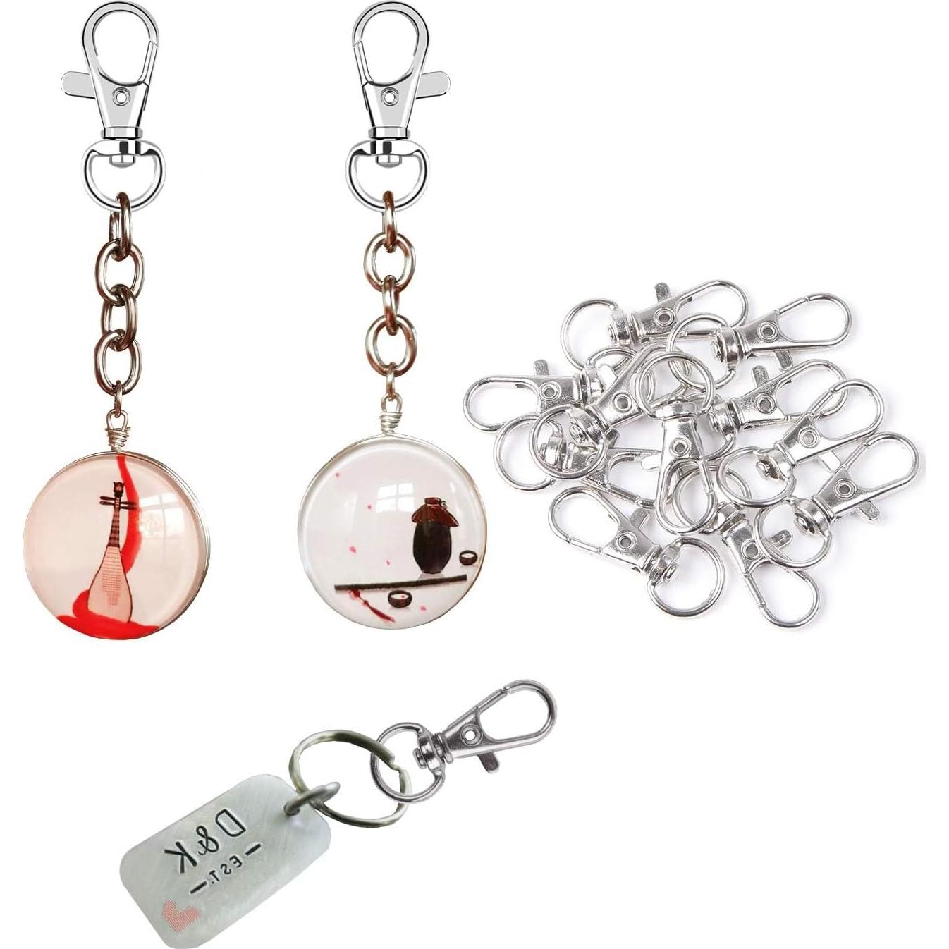 60 Ganchos de Cierre Giratorio AUGSUN para Manualidades Plata