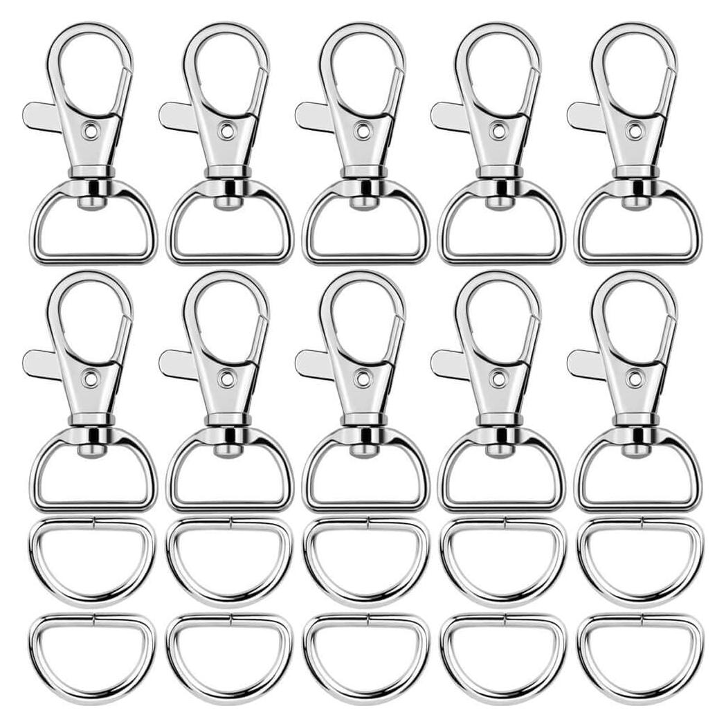 Paxcoo 60 Piezas Ganchos Giratorios y Anillos en D 25mm