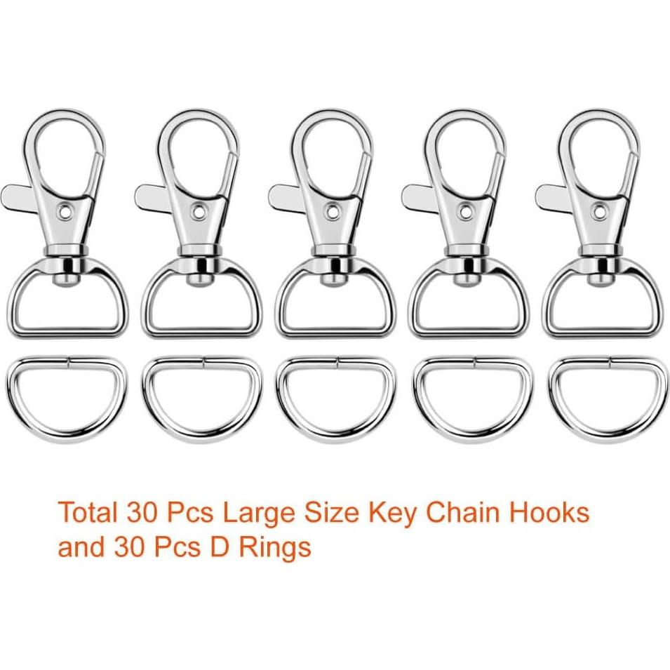 Paxcoo 60 Piezas Ganchos Giratorios y Anillos en D 25mm