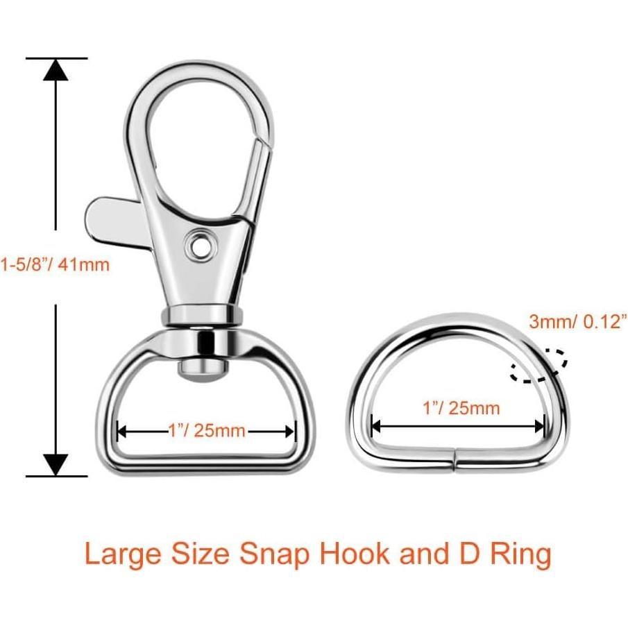 Paxcoo 60 Piezas Ganchos Giratorios y Anillos en D 25mm