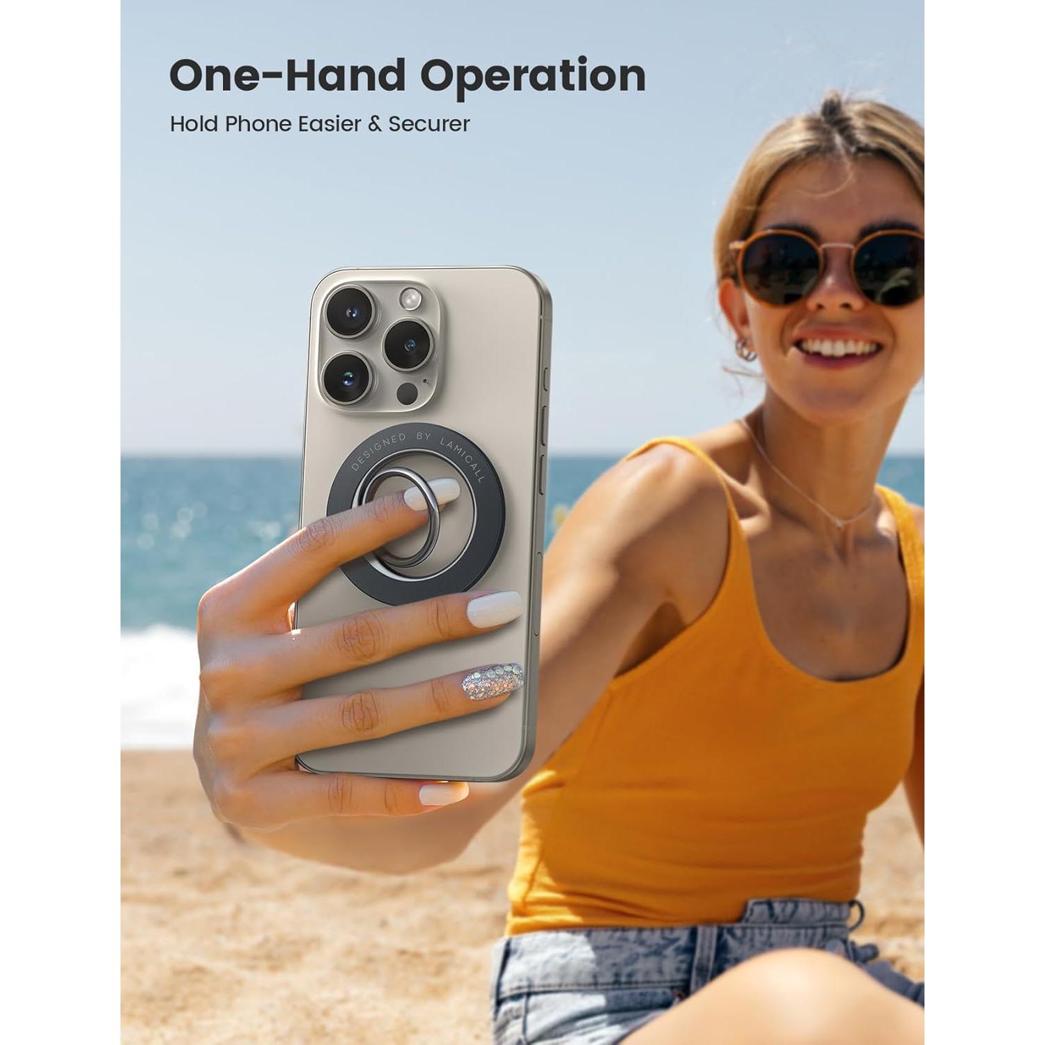 Soporte de Anillo Magnético Lamicall para MagSafe, Negro