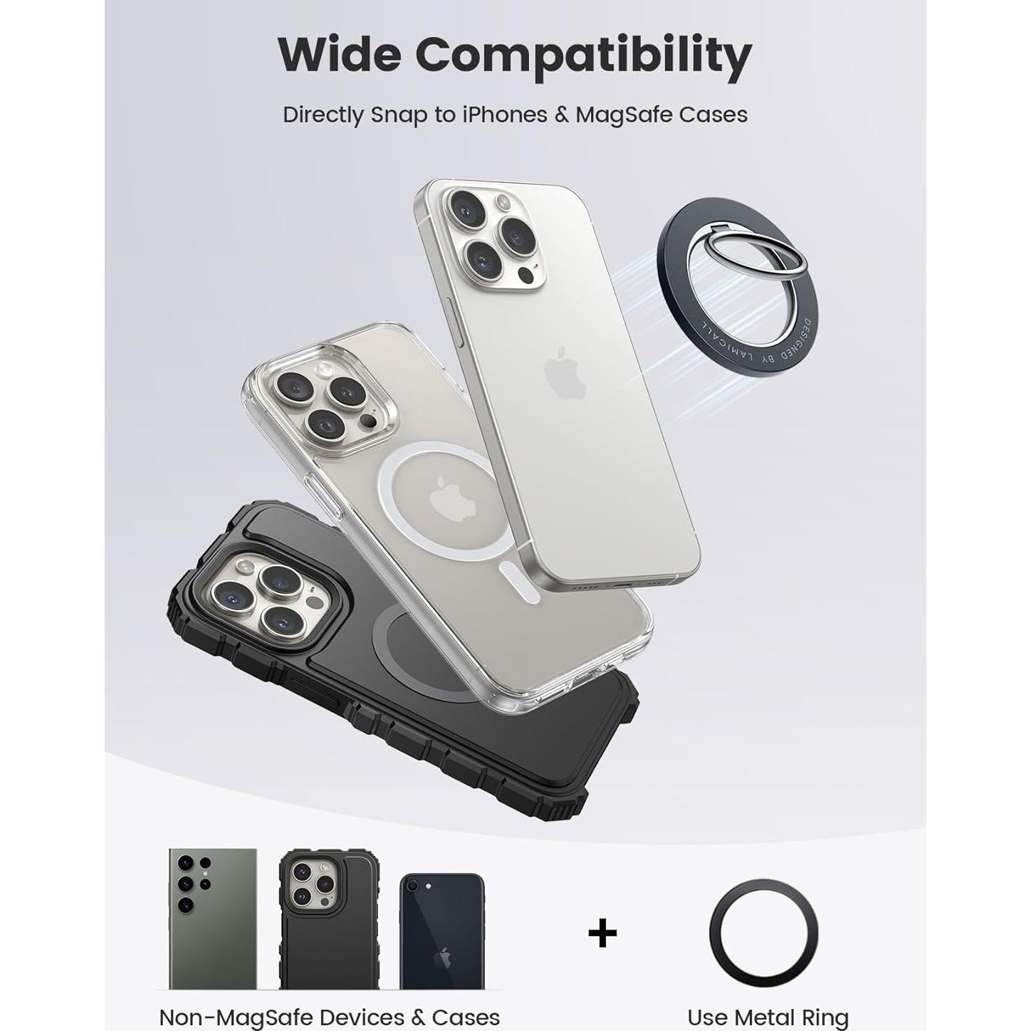 Soporte de Anillo Magnético Lamicall para MagSafe, Negro