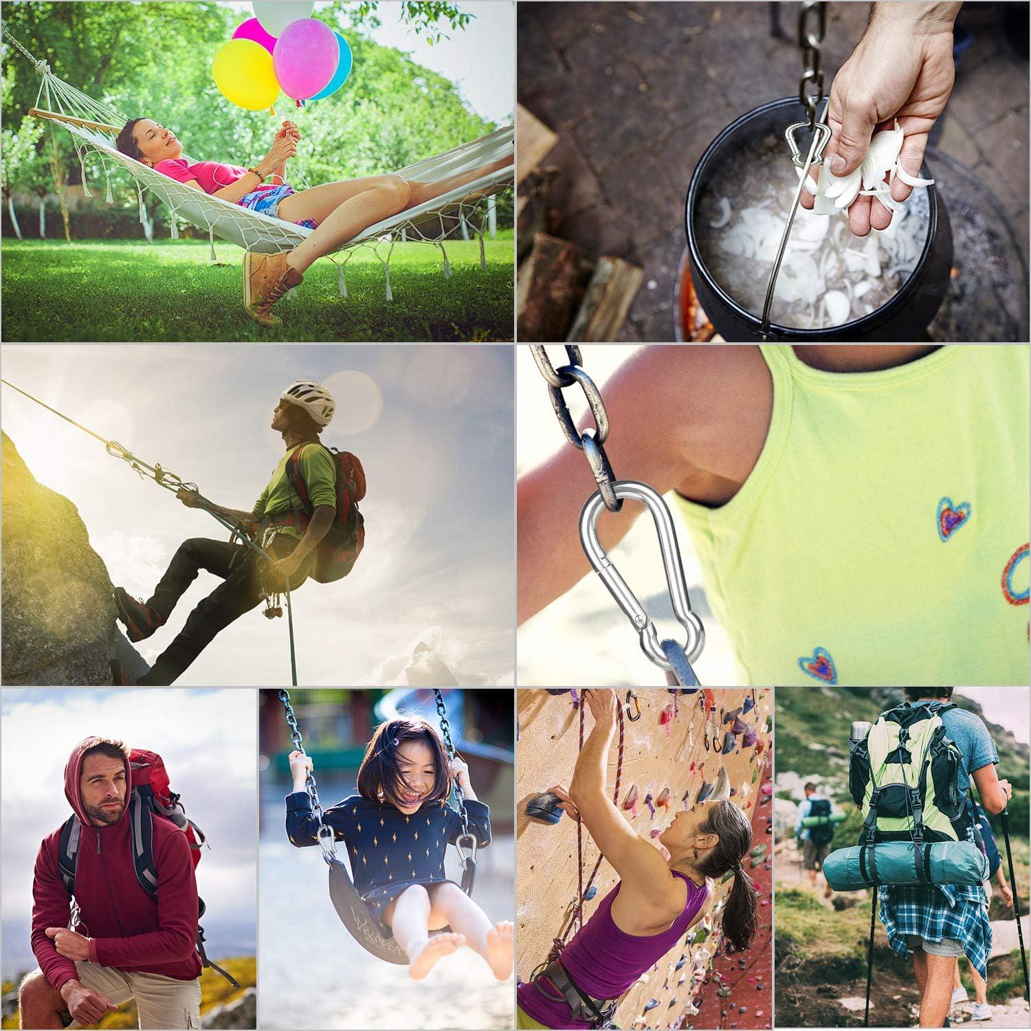 10 Clips de Carabiner de Acero Inoxidable LOTSUN M4 3.98 cm