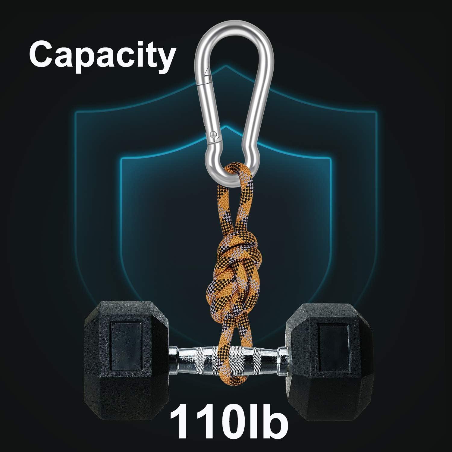 10 Clips de Carabiner de Acero Inoxidable LOTSUN M4 3.98 cm