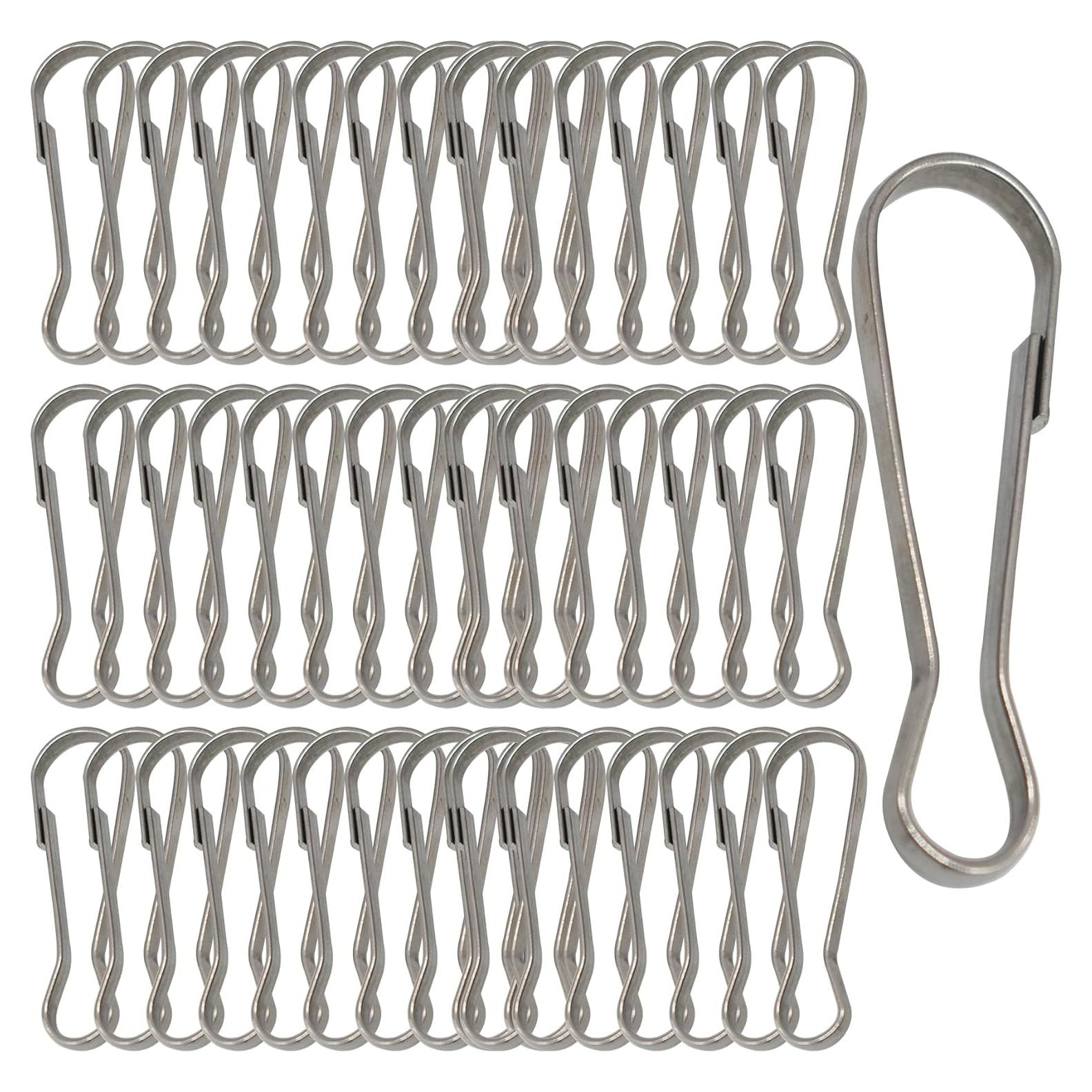 60 Ganchos de Resorte Acero Inoxidable Bytiyar 32mm Clips