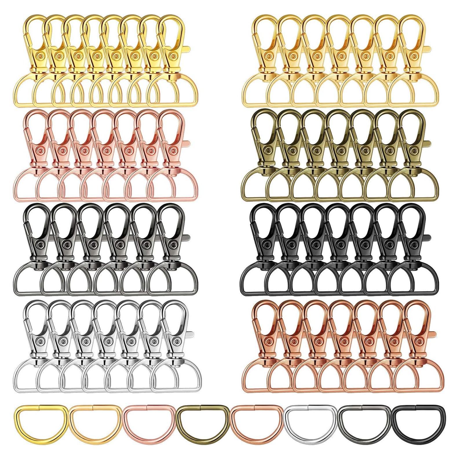 Hotop 100 Ganchos Giratorios y Anillas D para Llaveros 20mm