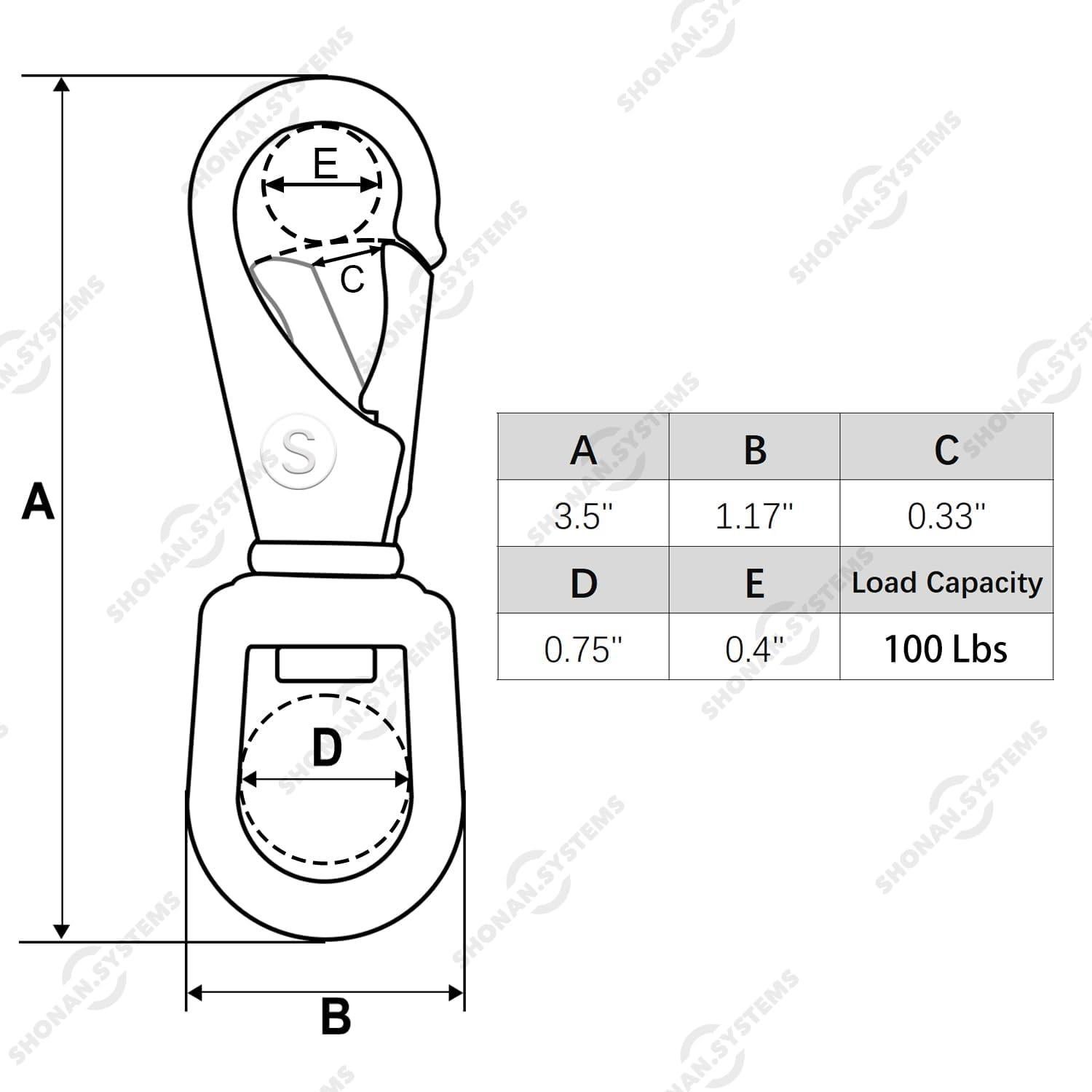Clips de Ojo Giratorio de Acero Inoxidable Shonan - Paquete de 4