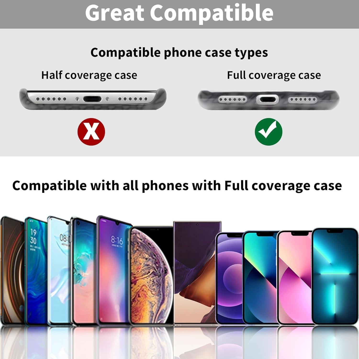 Tablilla de Sujeción para Teléfono TACOMEGE - Negro - Compatible iPhone y Samsung