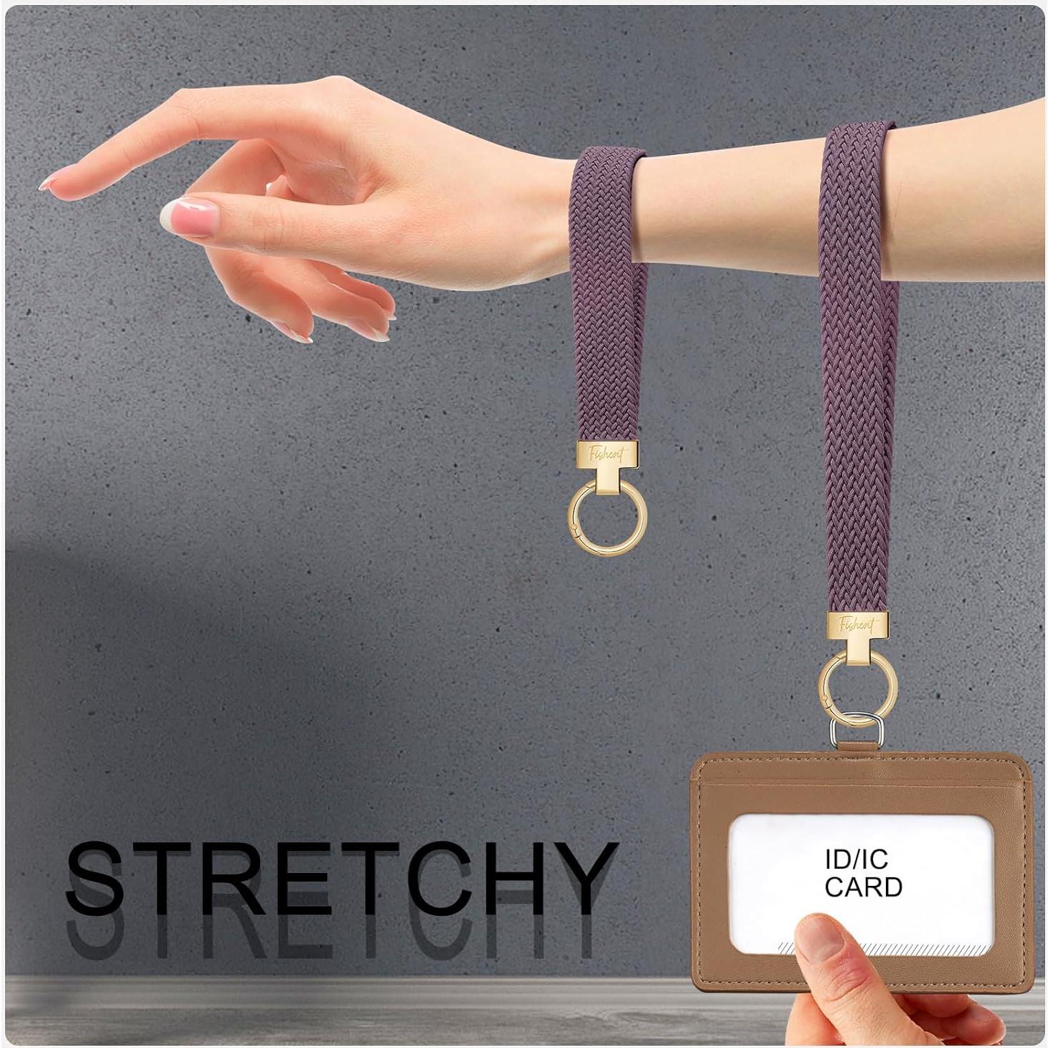 Fishent Llavero de Pulsera Tejido Violeta Humo con 3 Anillos