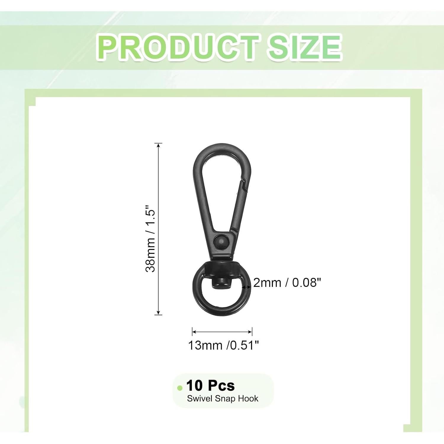 Ganchos Giratorios de Langosta uxcell 10Pcs Aleación Zinc Negro