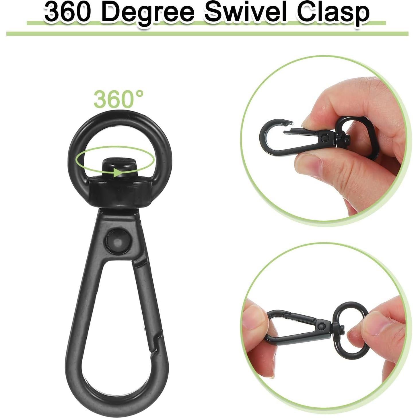 Ganchos Giratorios de Langosta uxcell 10Pcs Aleación Zinc Negro