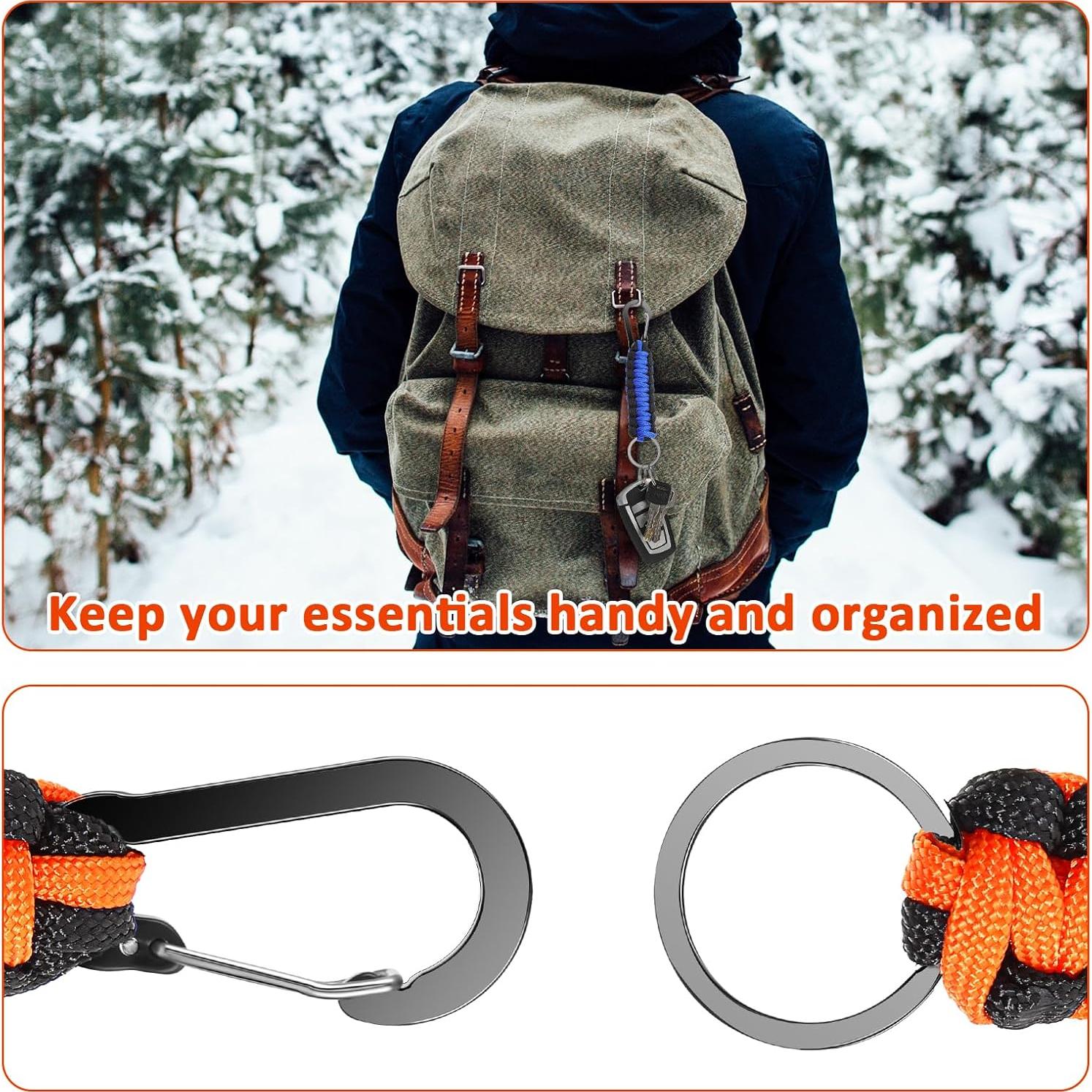 Llavero Paracord Mabor 2 Pcs Alta Resistencia Azul Negro Naranja