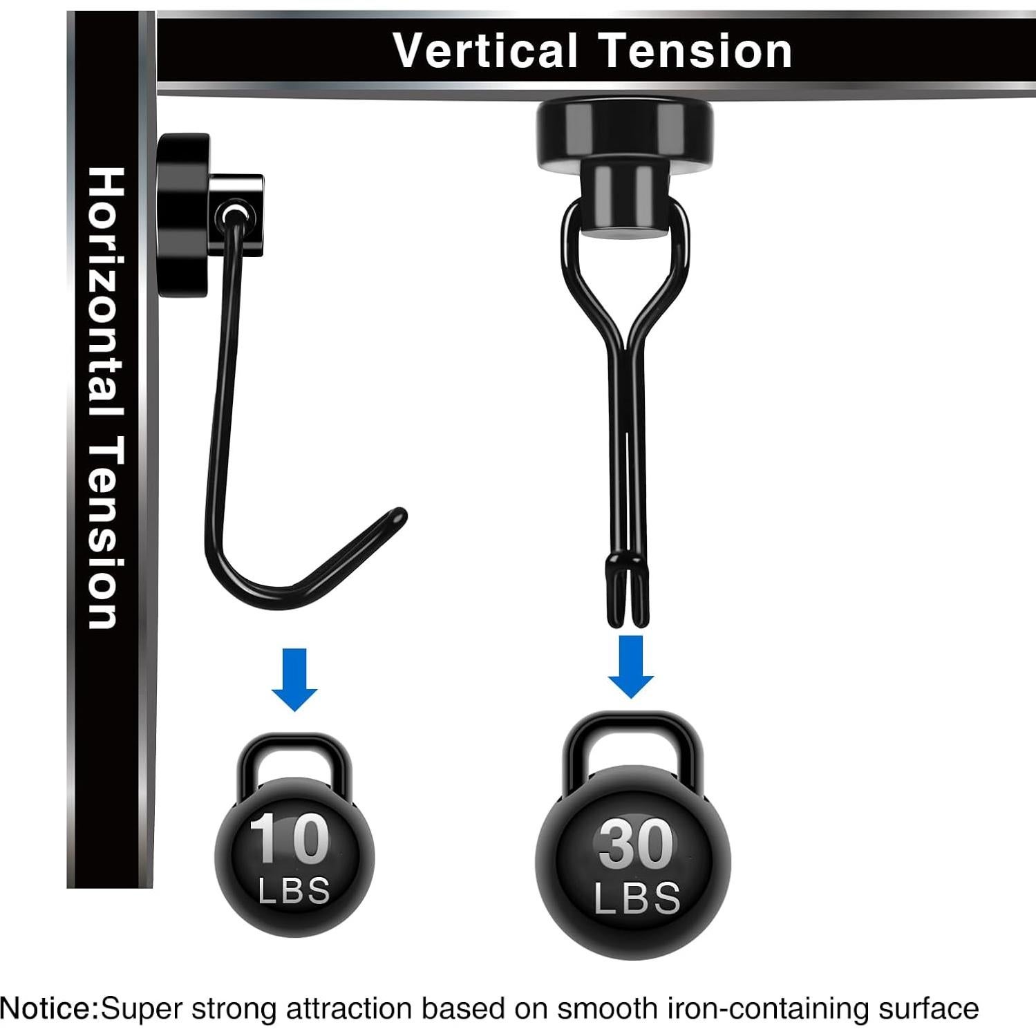 Ganchos Magnéticos LOVIMAG 6 Pcs Alta Resistencia 13.6 kg Negro