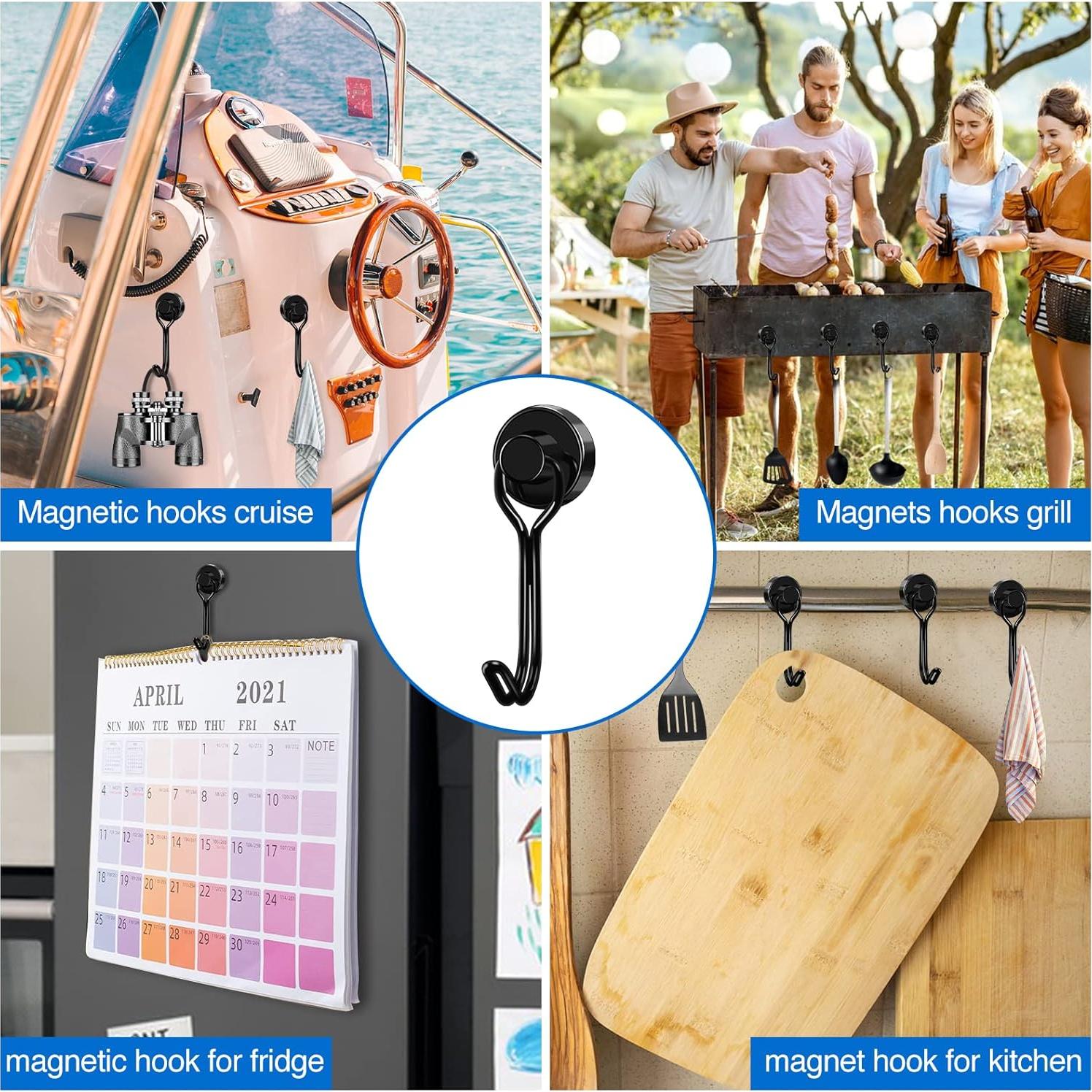 Ganchos Magnéticos LOVIMAG 6 Pcs Alta Resistencia 13.6 kg Negro