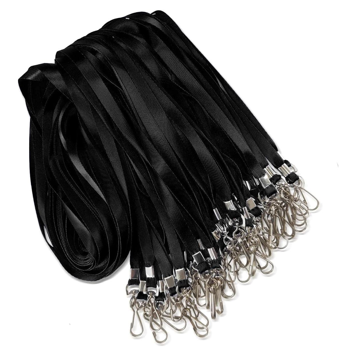 Paquete de 50 Lanyards Negros Maileto con Gancho Giratorio 48.5 cm