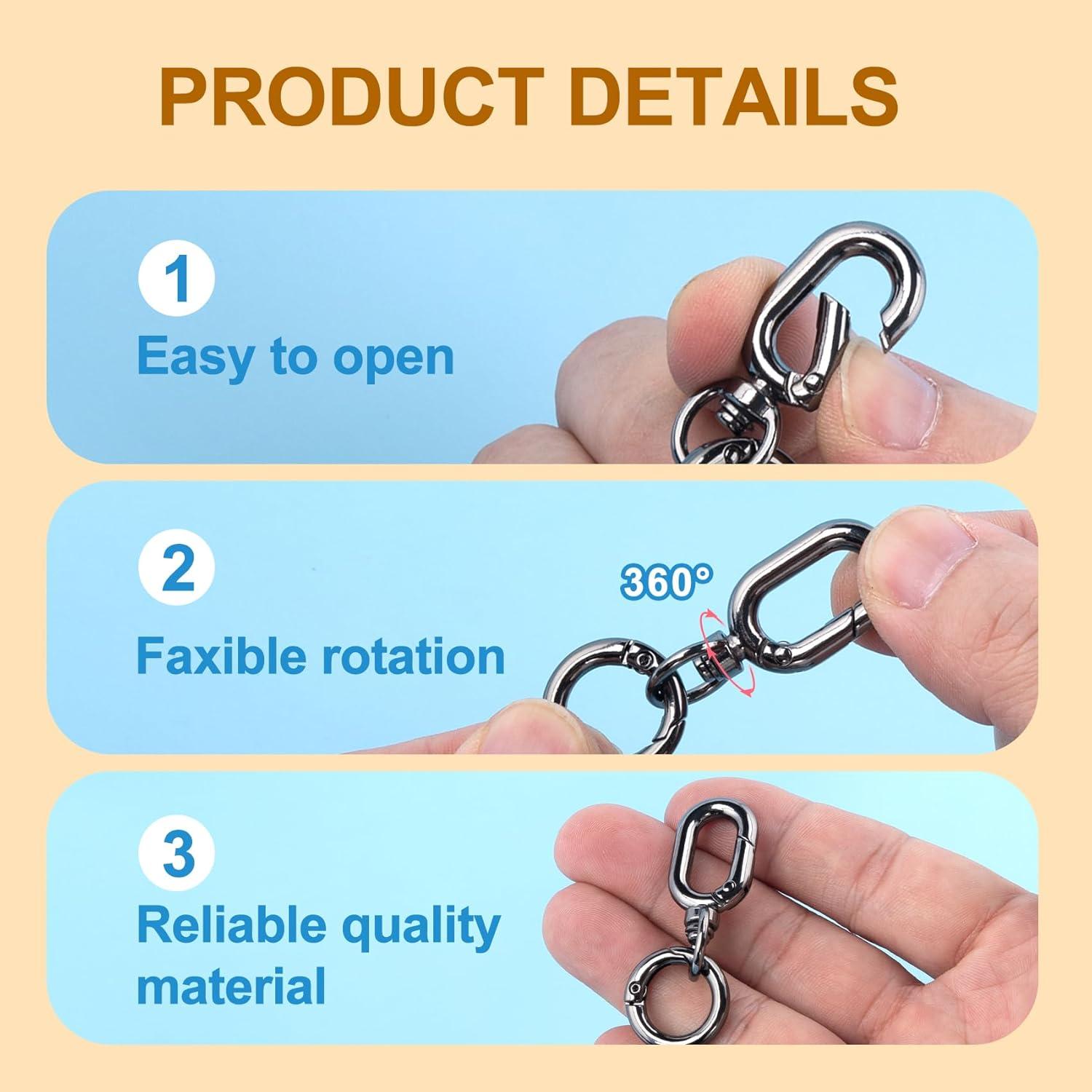 2 Clips de Llavero Giratorios Winsyison - Zinc Negro 5x2 cm