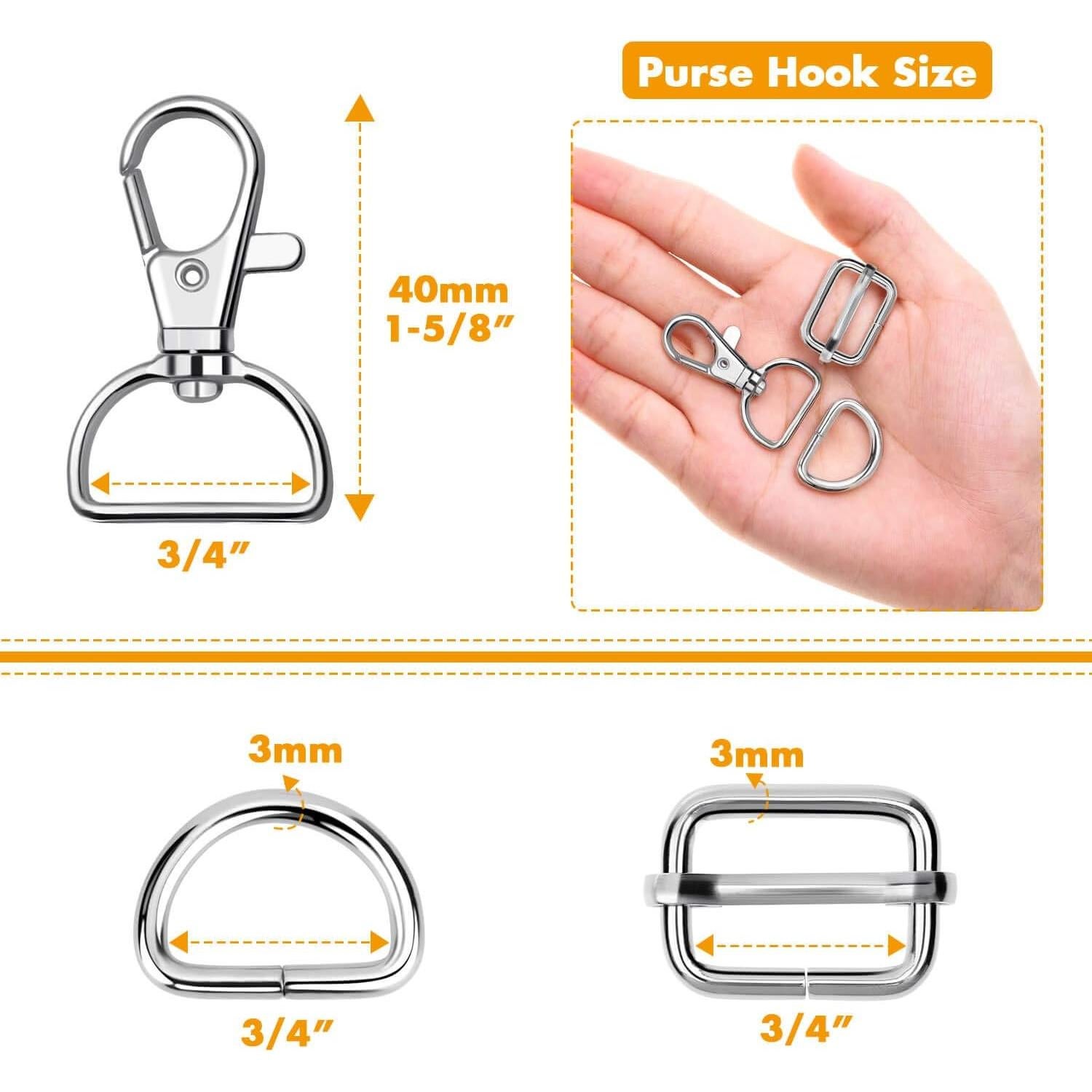 Hardware para Bolsos PAXCOO 50pcs Ganchos y Anillos D 1.9cm