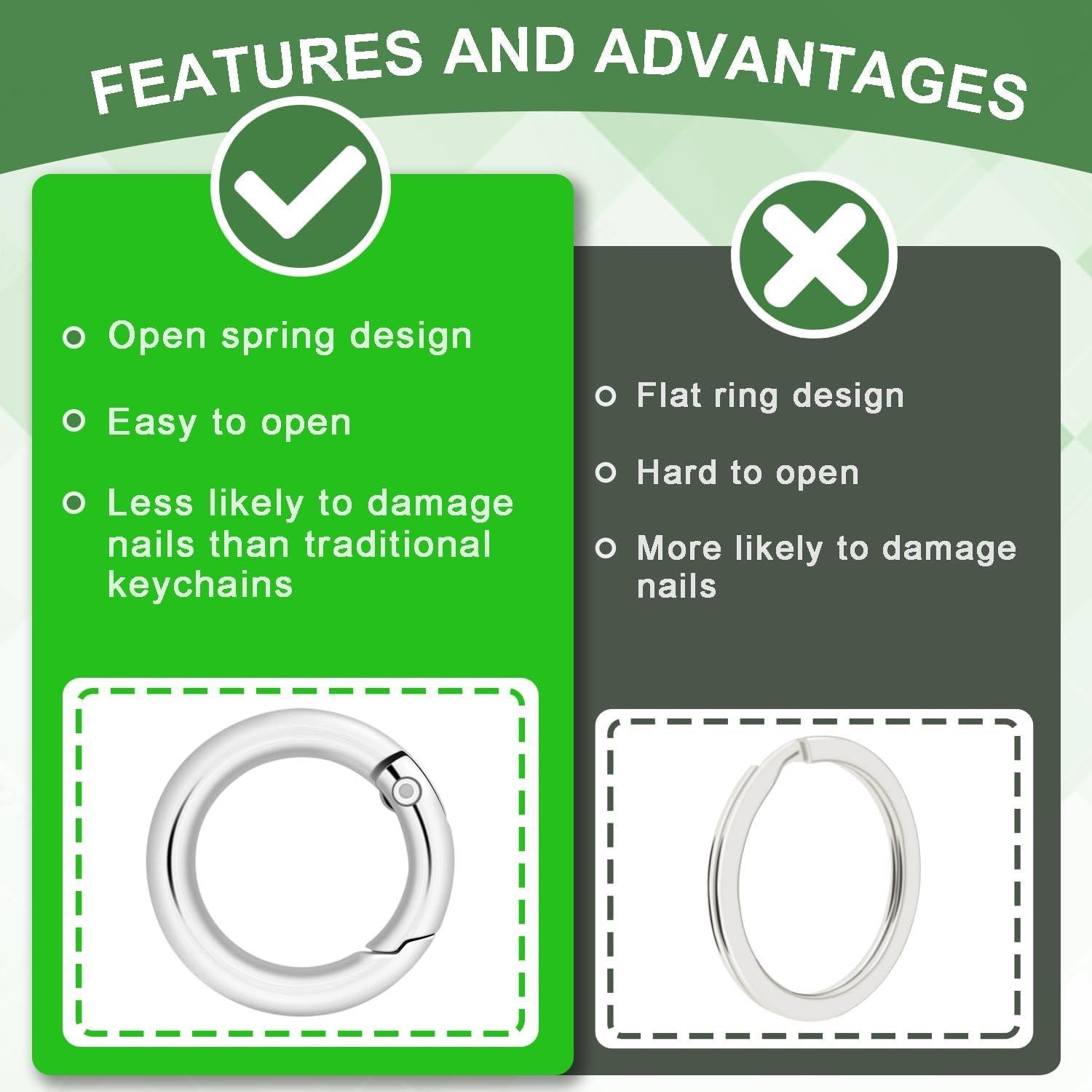 16 Anillos O de Resorte CooBigo 13mm Negro para Llaveros