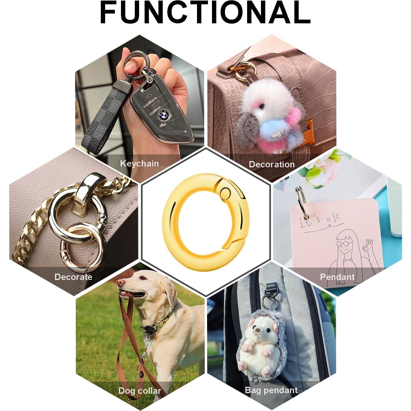 16 Anillos O de Resorte CooBigo 13mm Negro para Llaveros