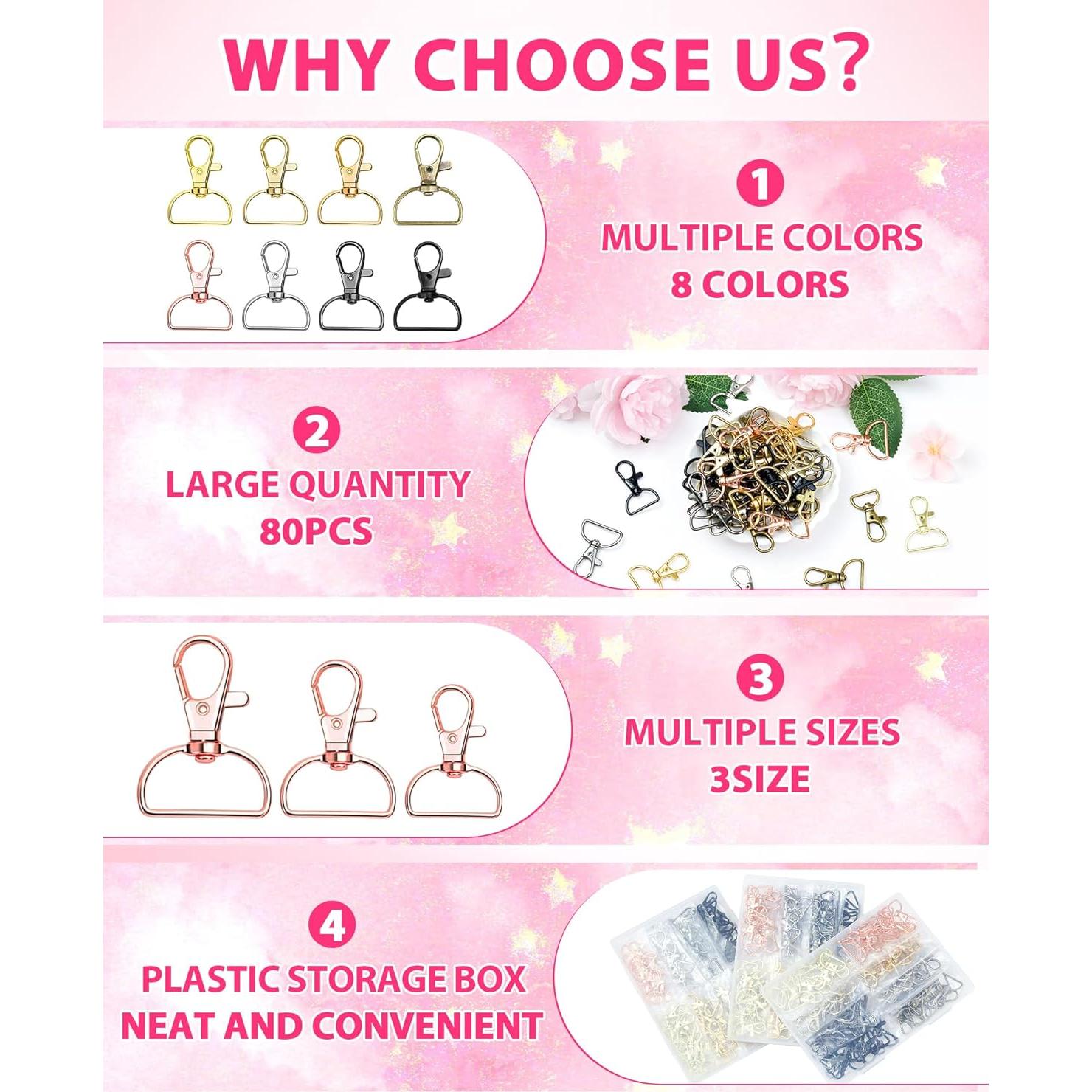 Ganchos de Cierre Giratorios FIVEIZERO 80 Pcs 25mm 8 Colores