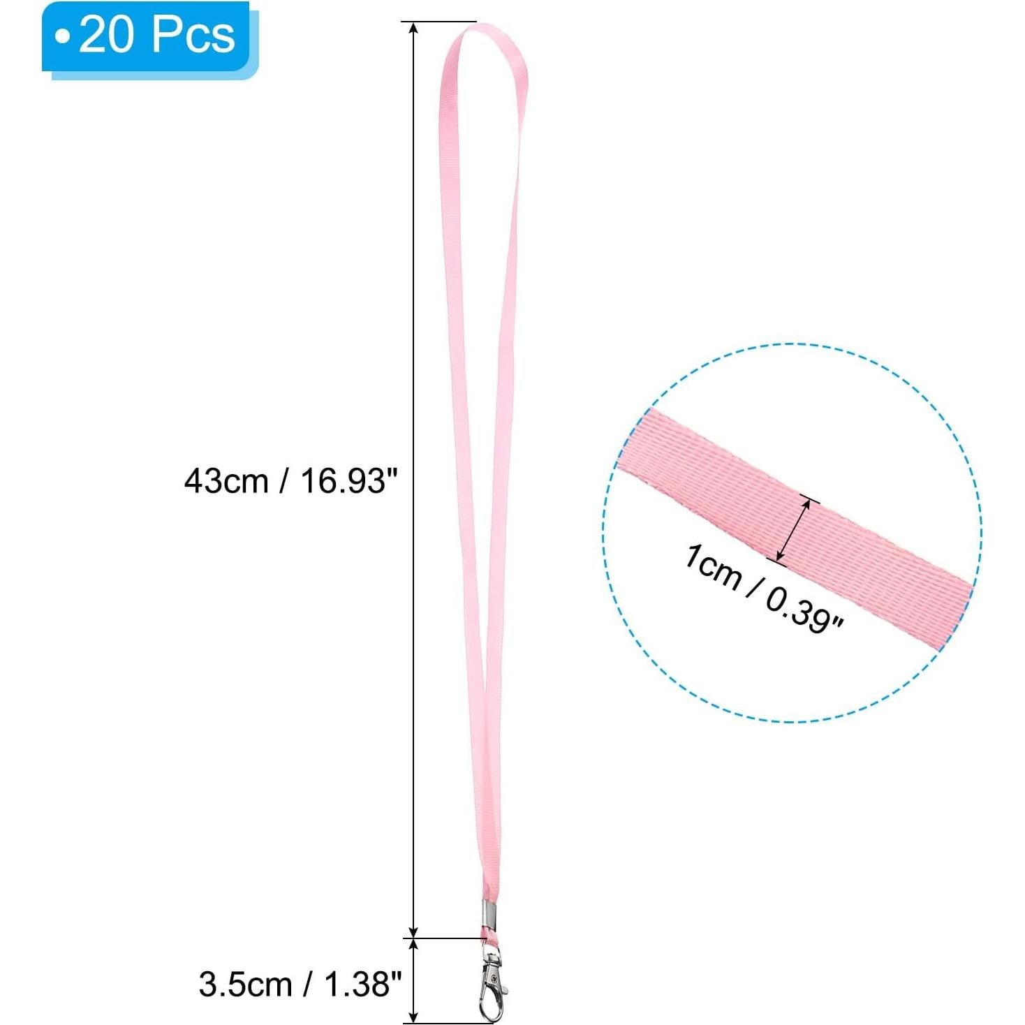 Cintas de Cuello PATIKIL 43 cm Rosa, Paquete de 20 con Clip