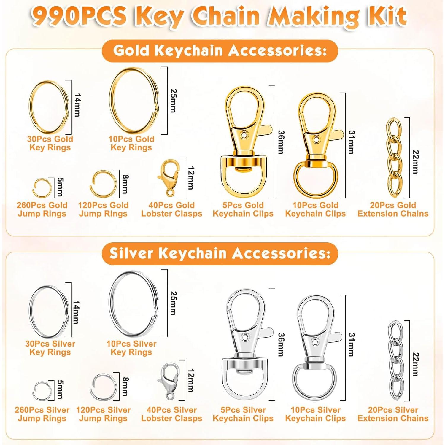 Kit de Llaveros PAXCOO 990 Piezas Suministros de Manualidades
