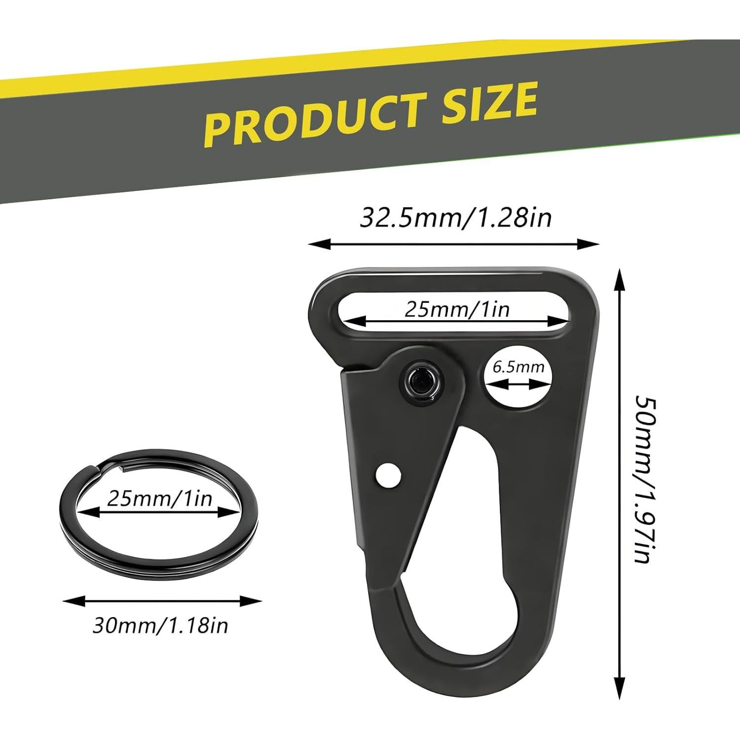 16 Clips de Llavero Tácticos LUYADIN de Zinc 50mm Negro
