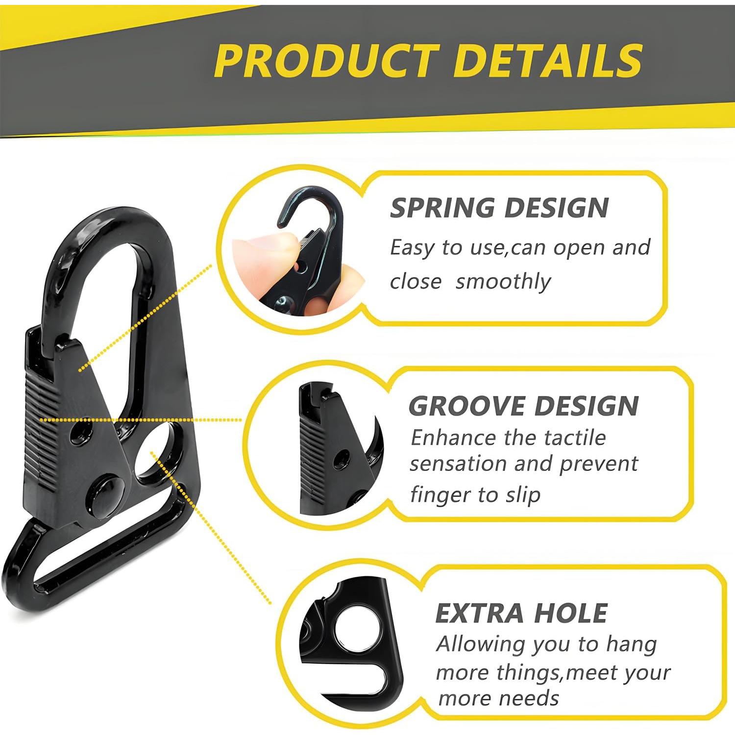 16 Clips de Llavero Tácticos LUYADIN de Zinc 50mm Negro