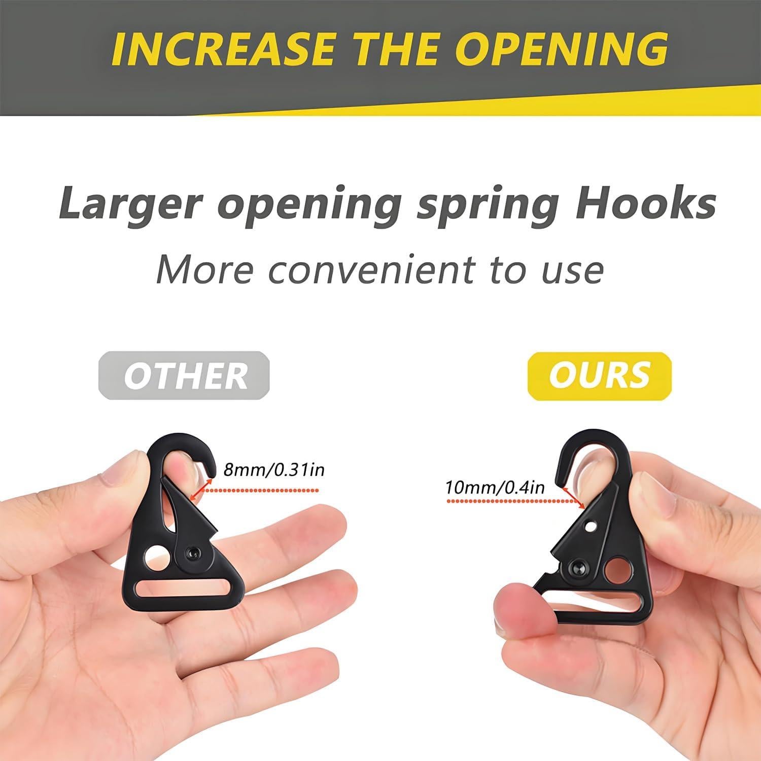 16 Clips de Llavero Tácticos LUYADIN de Zinc 50mm Negro