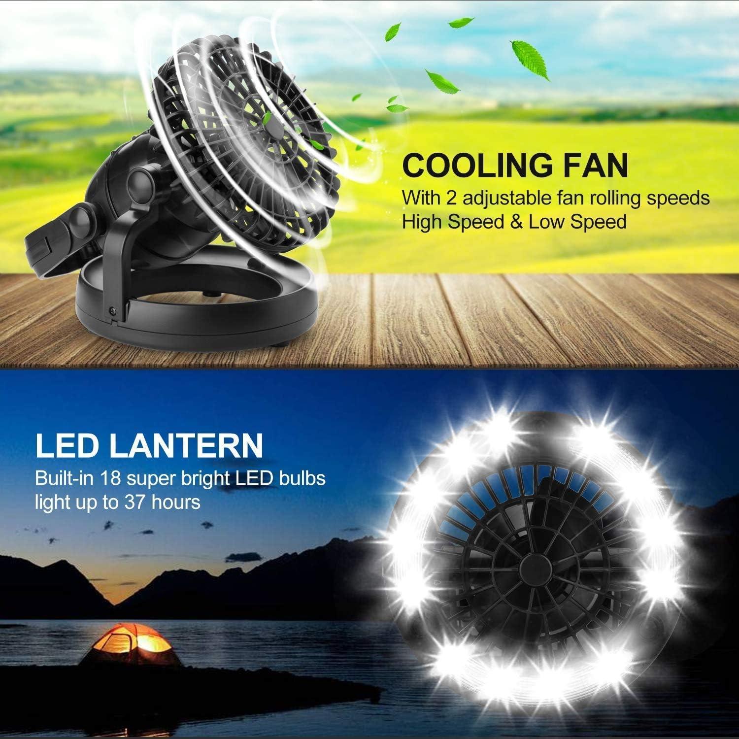 Linterna LED Odoland con Ventilador Plegable para Camping