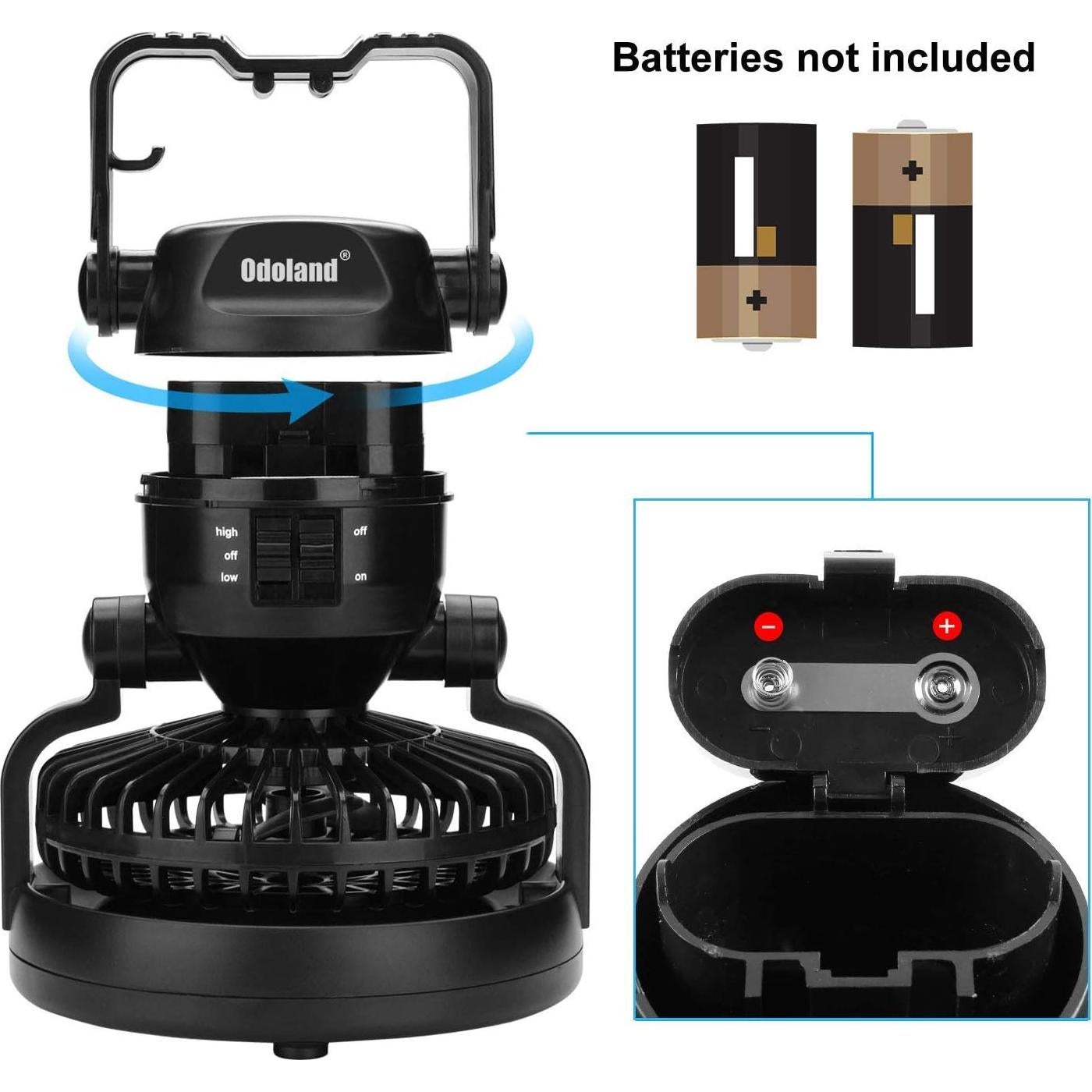 Linterna LED Odoland con Ventilador Plegable para Camping