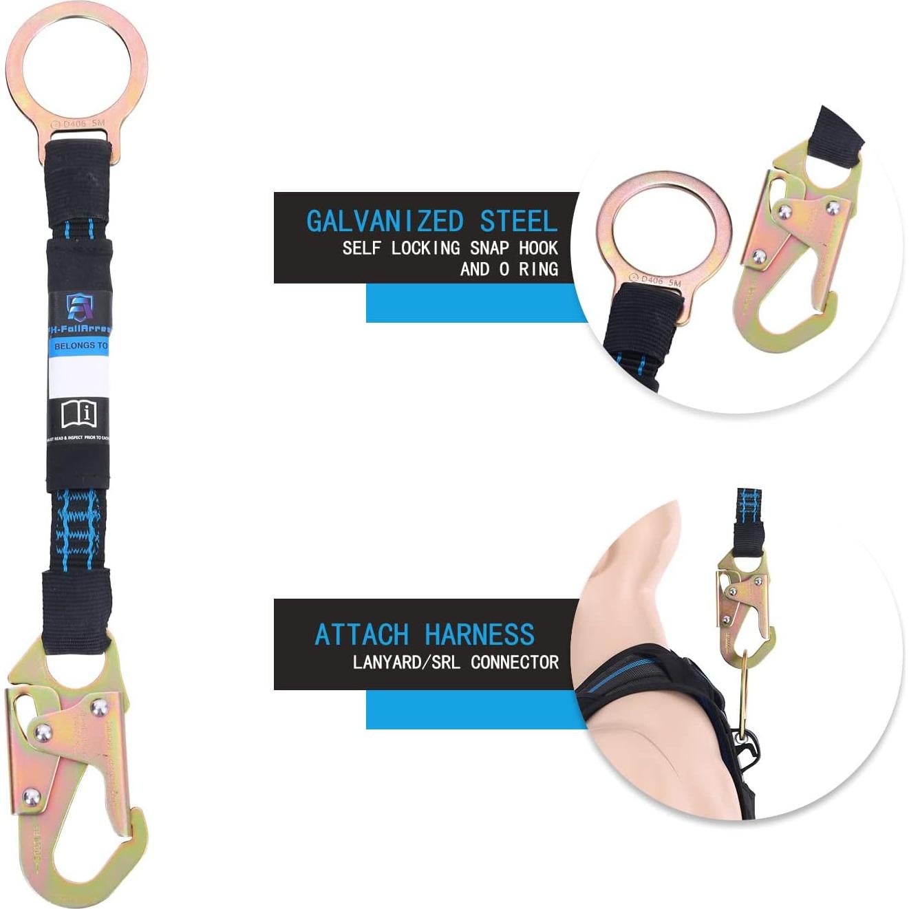 Extensor D Ring 45.72 cm FHFallArrest con Gancho Automático