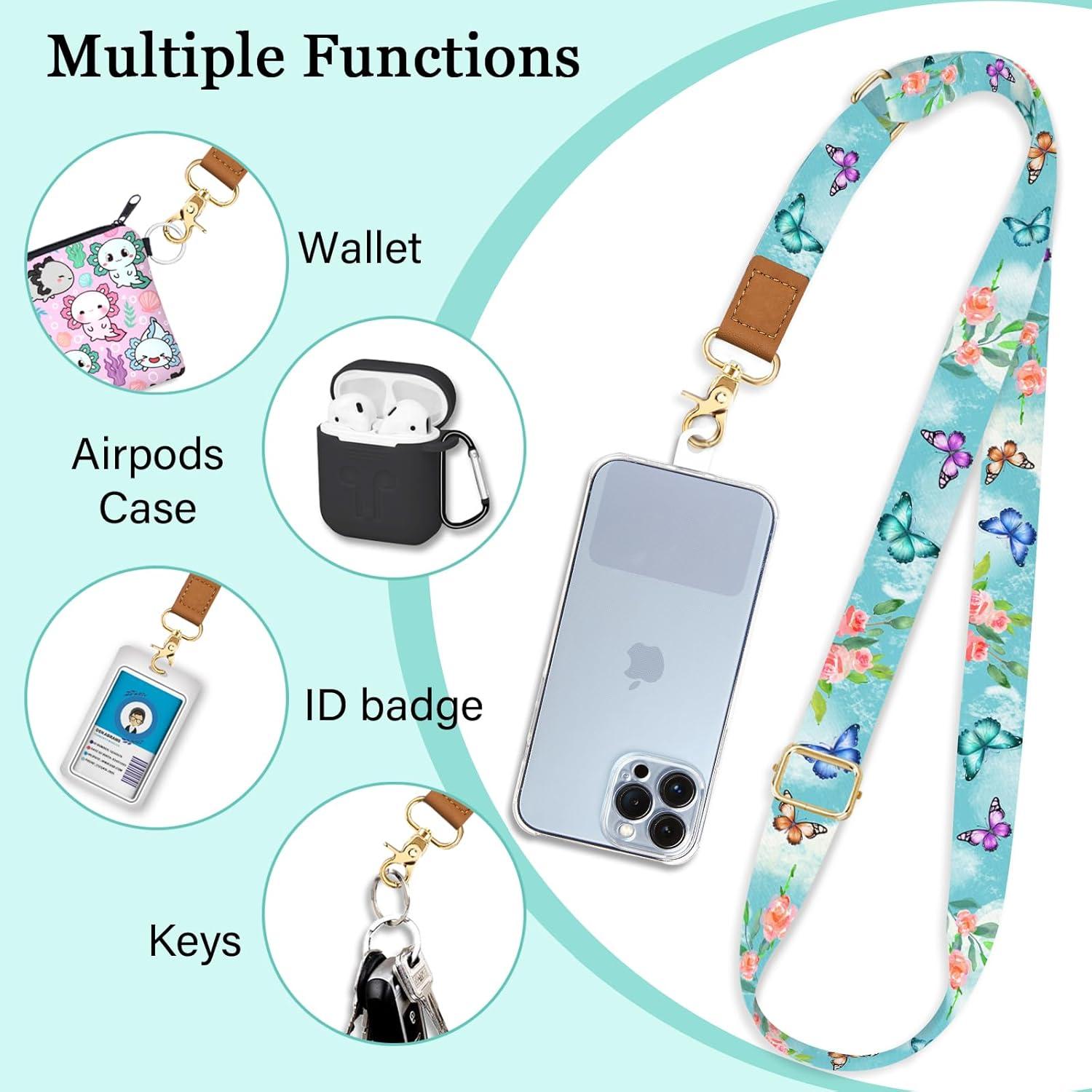 Lanyard cruzado ajustable Piefly para teléfono celular floral