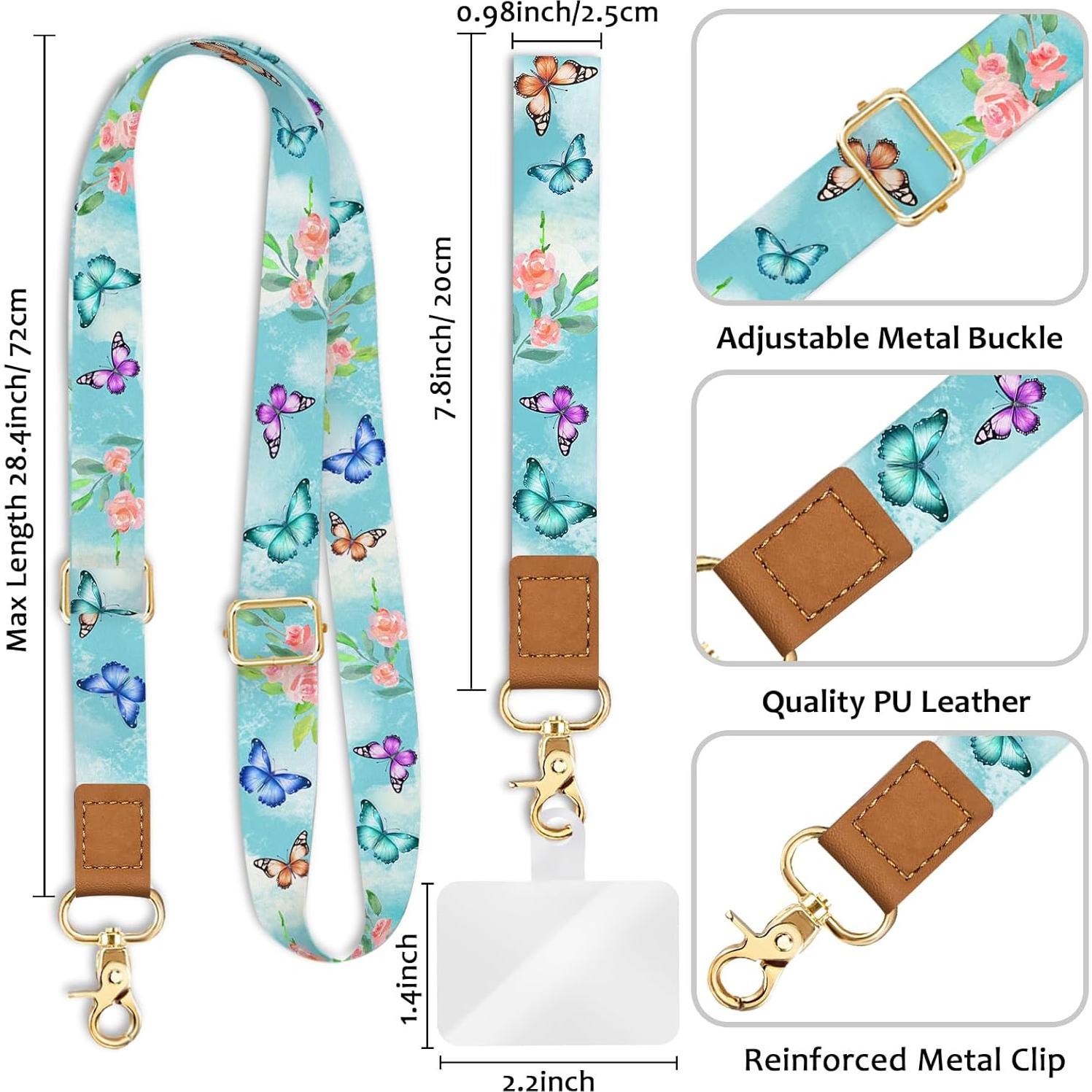 Lanyard cruzado ajustable Piefly para teléfono celular floral