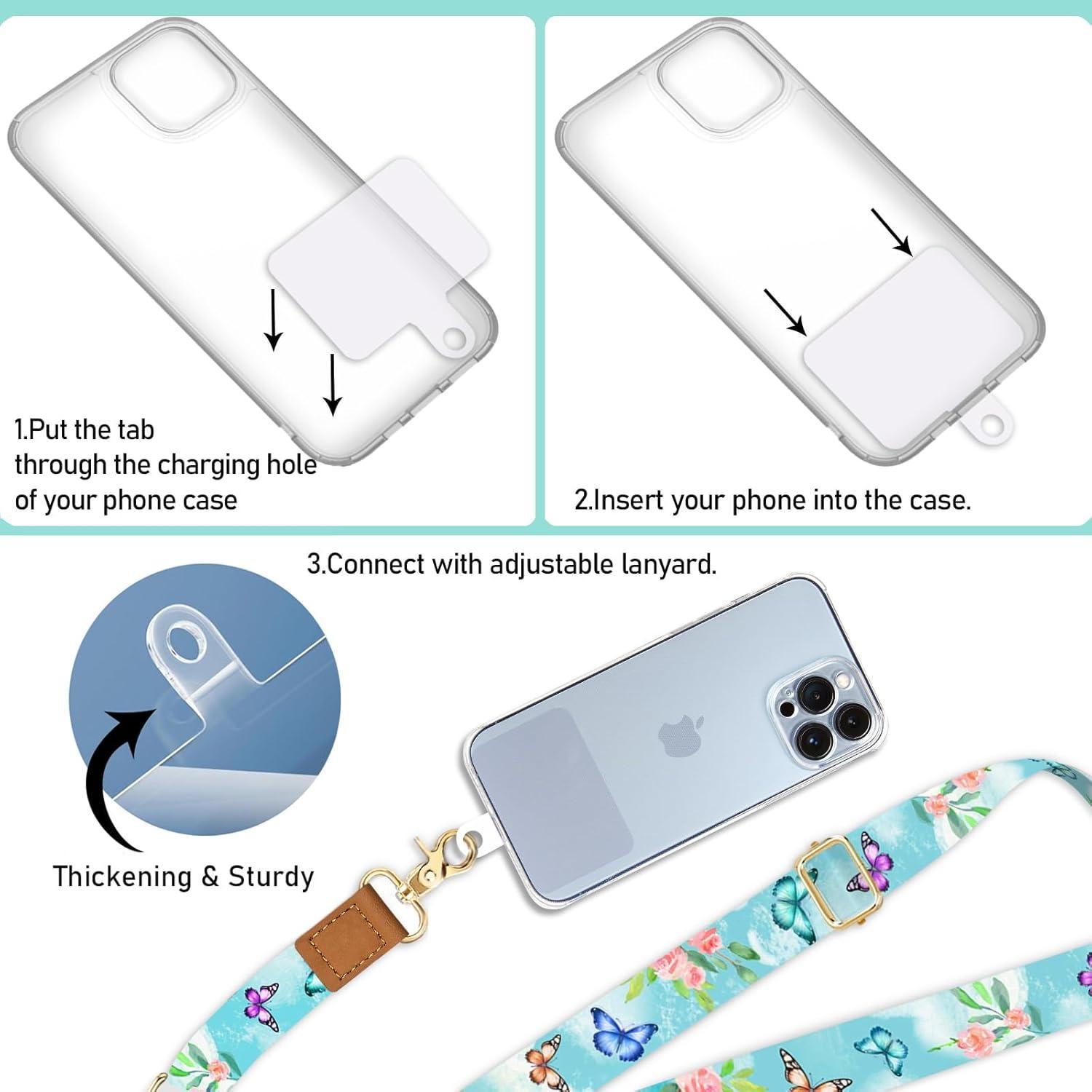 Lanyard cruzado ajustable Piefly para teléfono celular floral