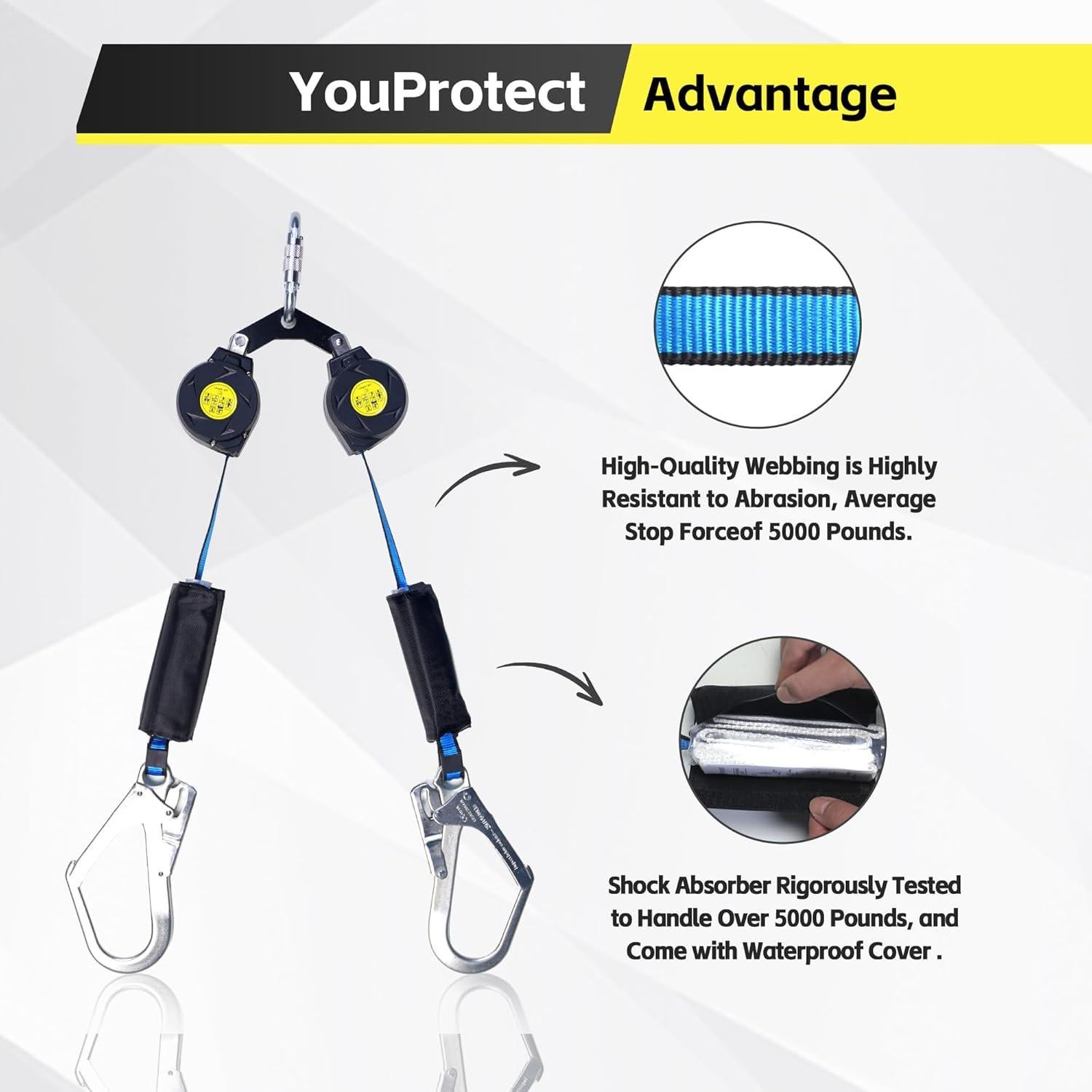 Cuerda de Seguridad Retráctil Doble Pierna YouProtect 6 Pies