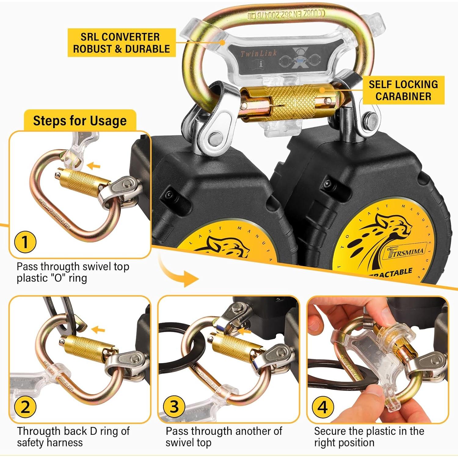 Cuerda Retráctil de Seguridad TRSMIMA 1.83M Doble Pierna