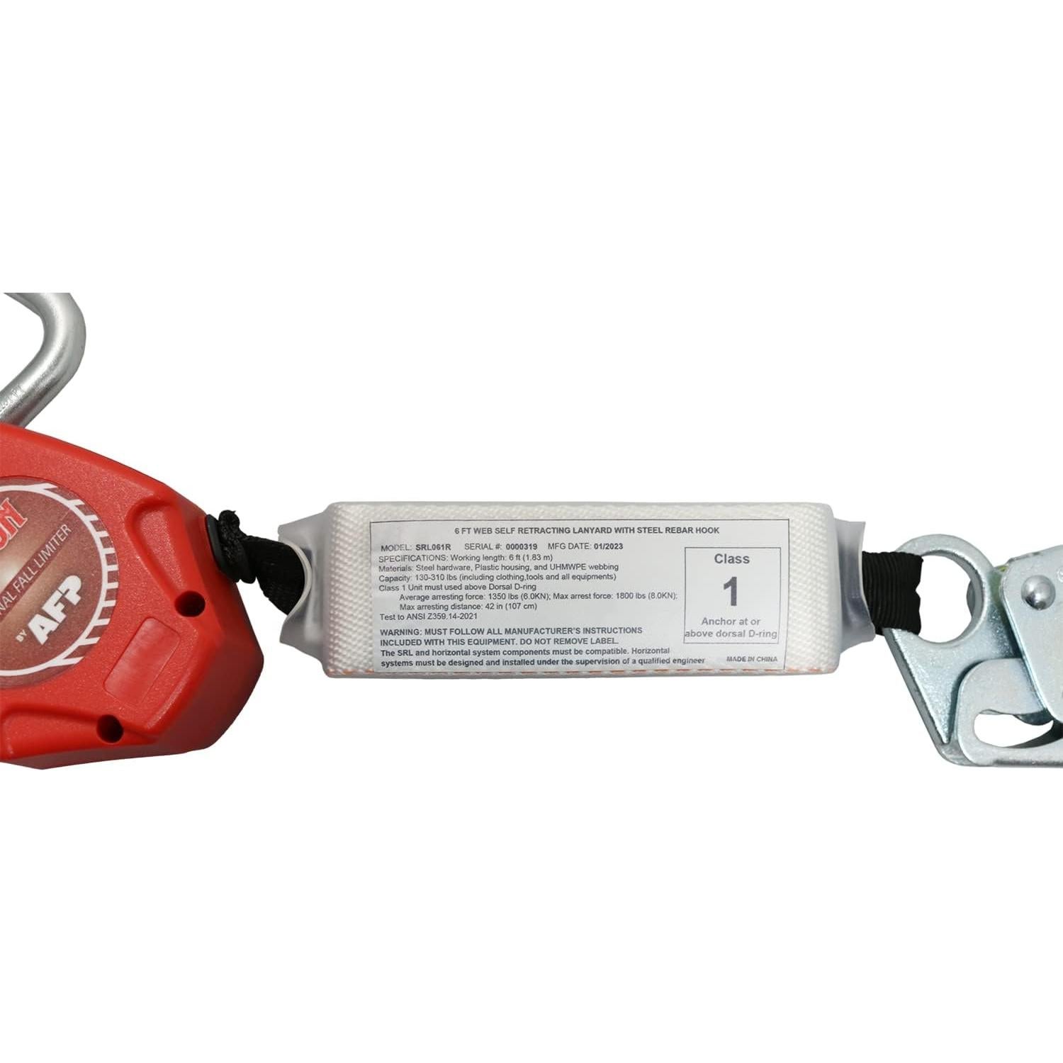 Línea de Vida Retráctil Doble Pierna AFP 6 FT con Ganchos de Acero