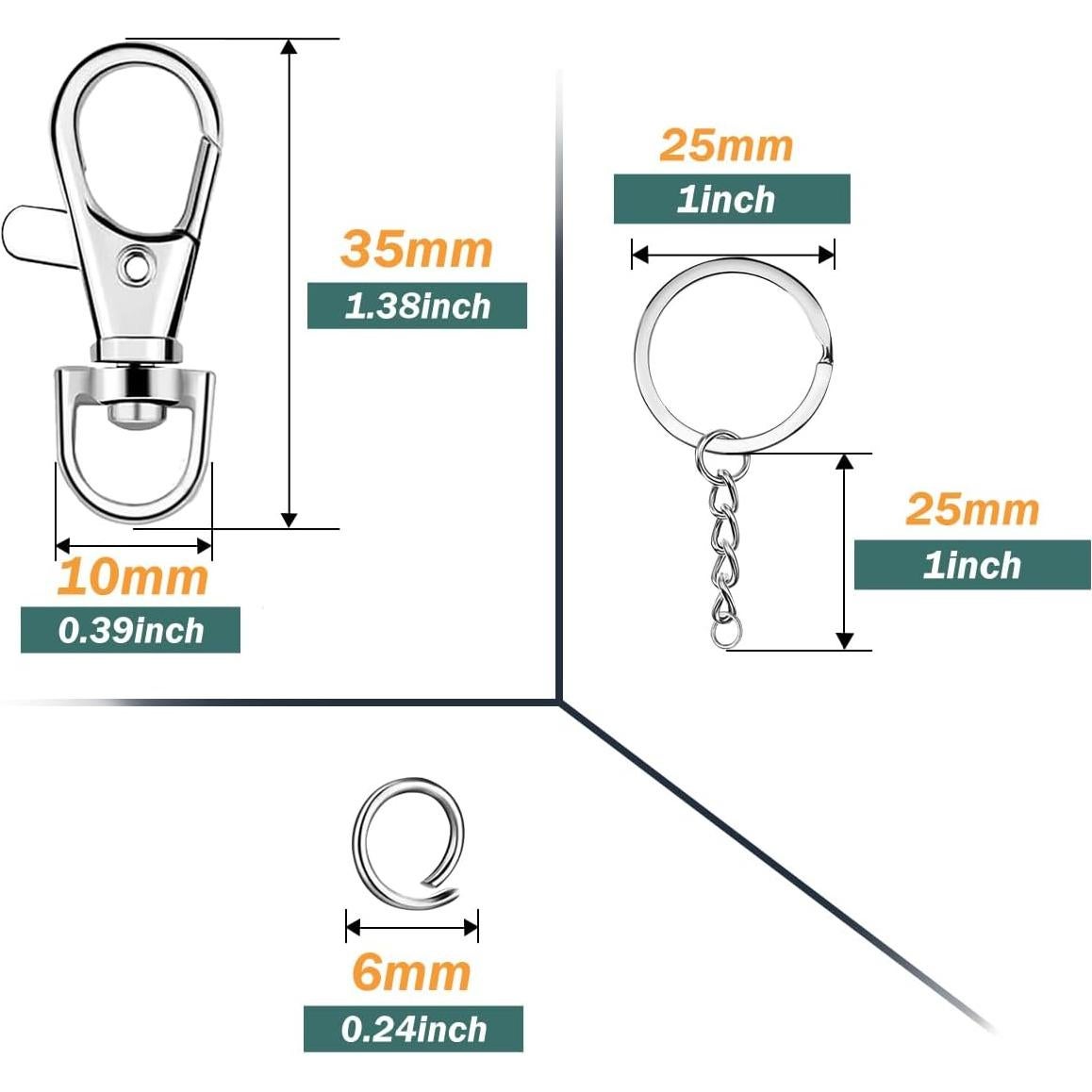 100 Ganchos de Clip y Anillos de Llave Segauin Plata