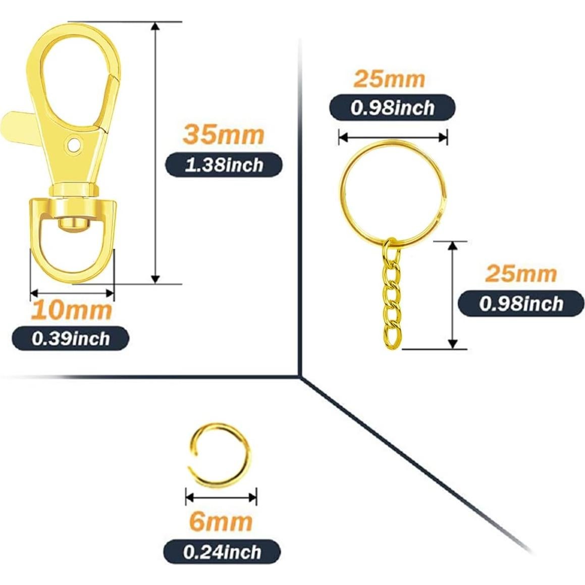 100 Ganchos Giratorios y Anillos de Llave Segauin Oro