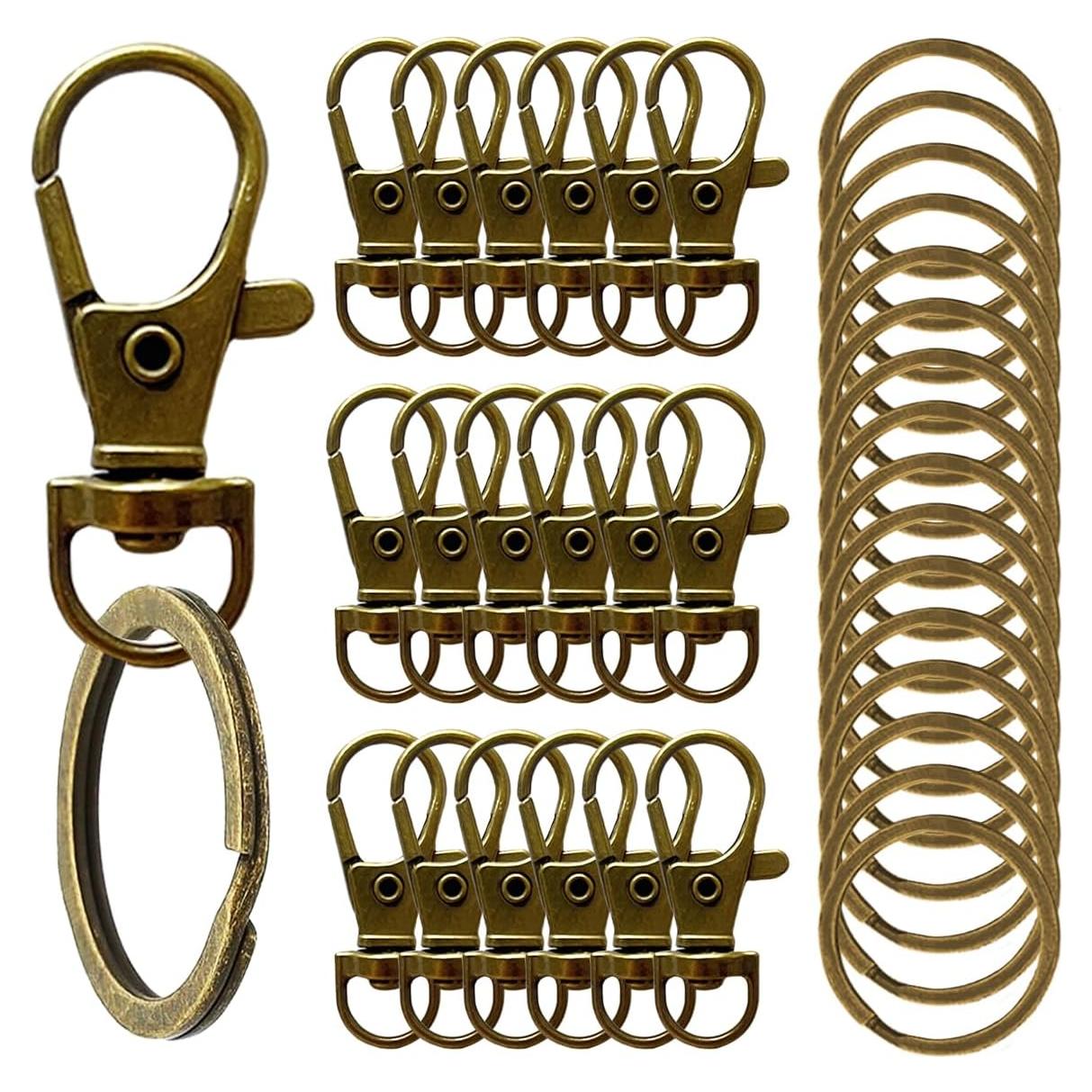 100 Ganchos de Llaveros con Anillos Giratorios Bronce DIY