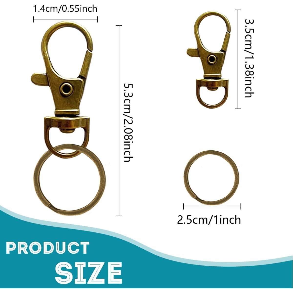 100 Ganchos de Llaveros con Anillos Giratorios Bronce DIY