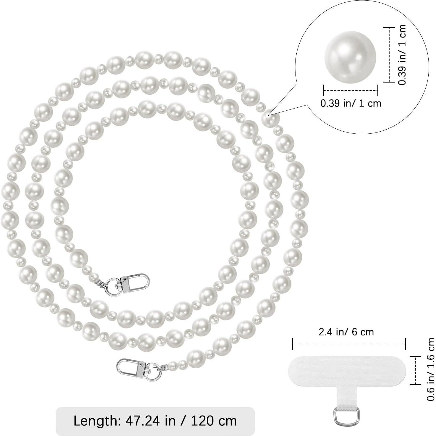Lanyard de Perlas MoKo para Teléfono Universal 120 cm Blanco