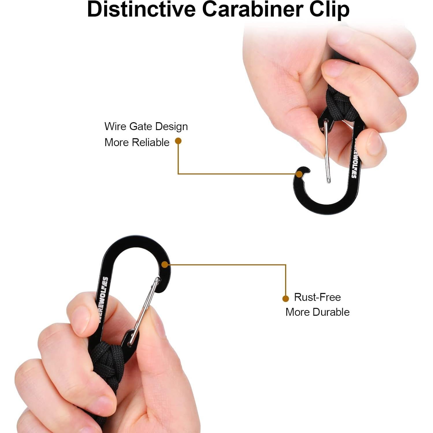 Llavero Paracord WEREWOLVES con Mosquetón - Paquete de 3