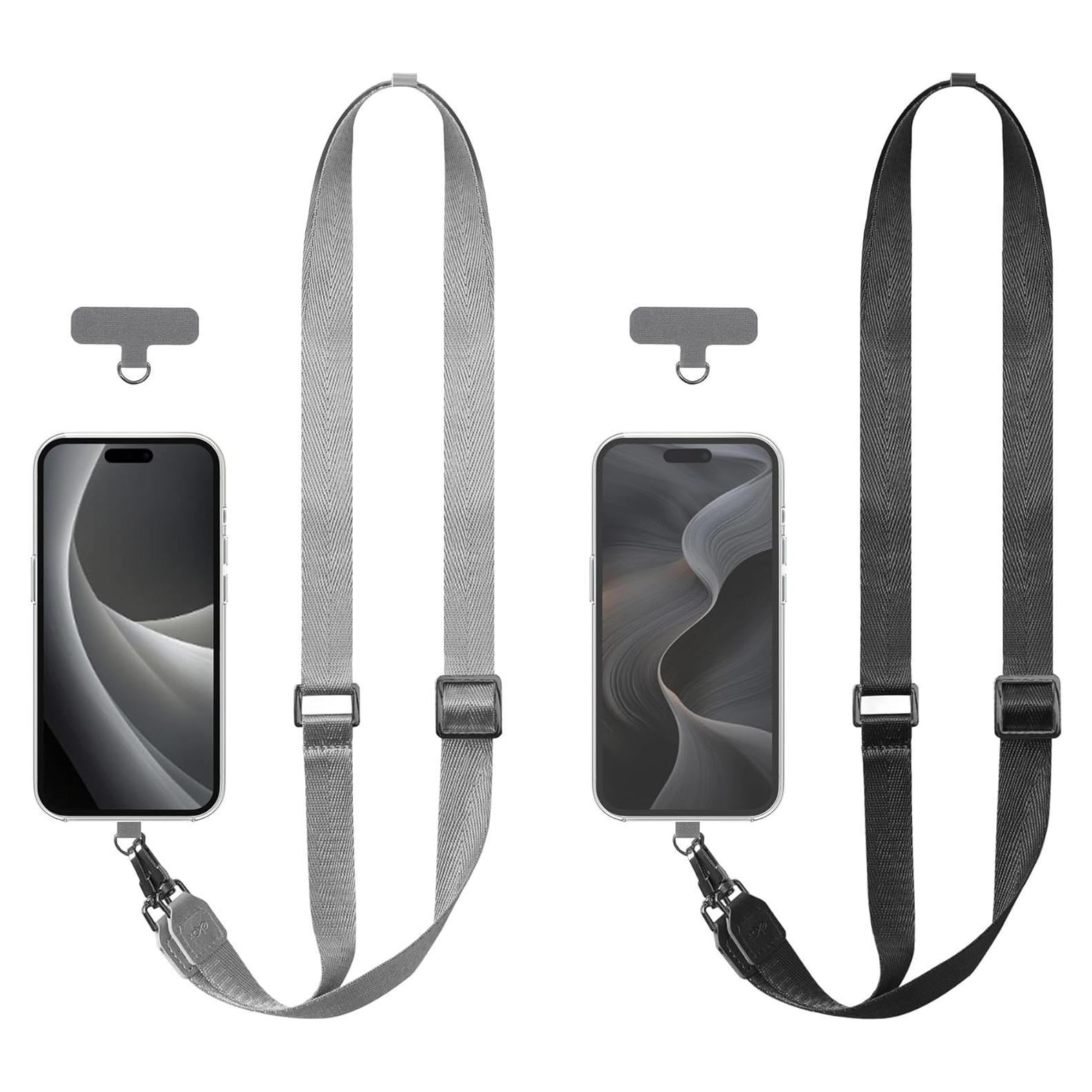 Cuerda para Teléfono Cruzada EKAX Ajustable Nylon Gris/Negro